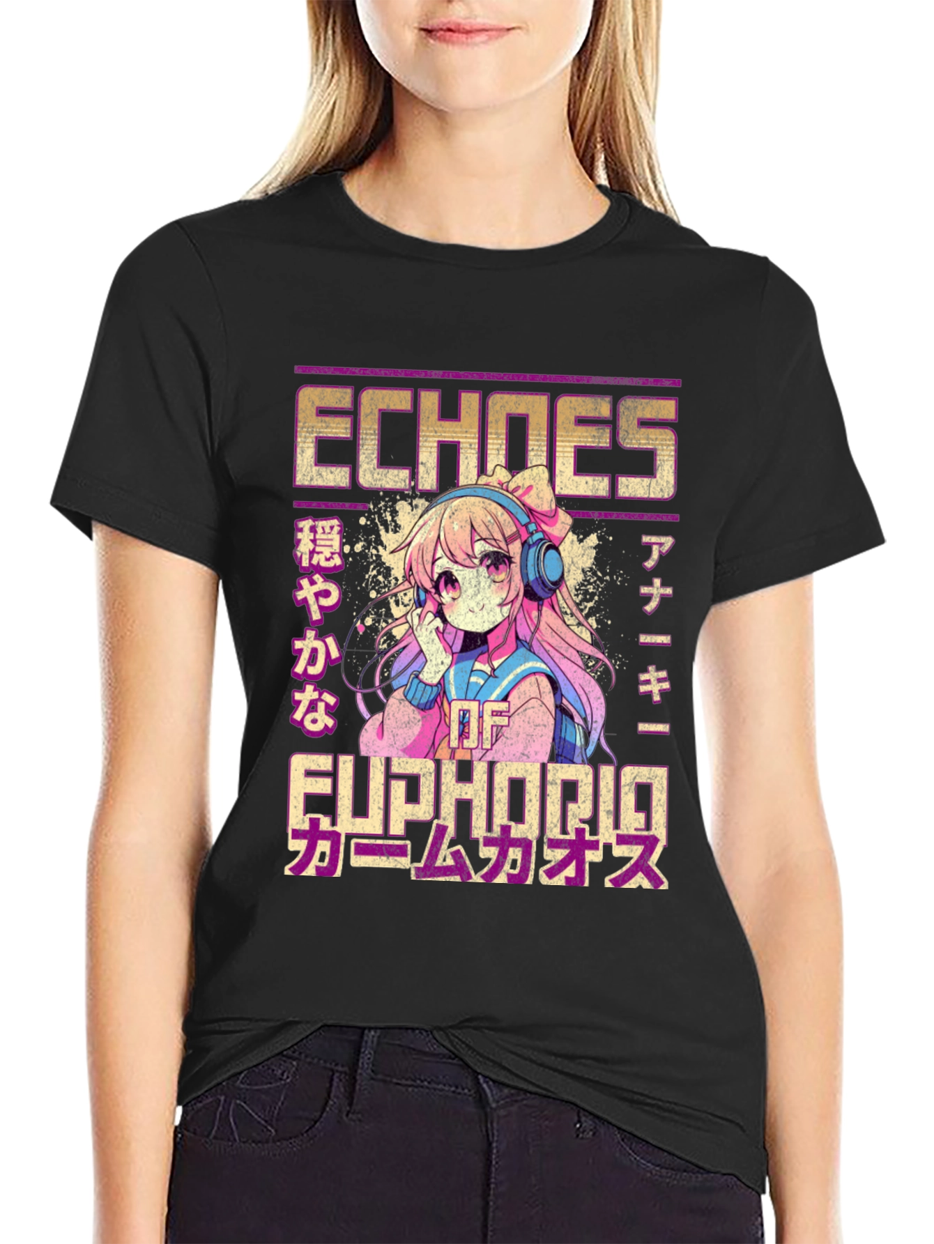 Black Echoes of Euphoria Anime Graphic T-Shirt view 2
