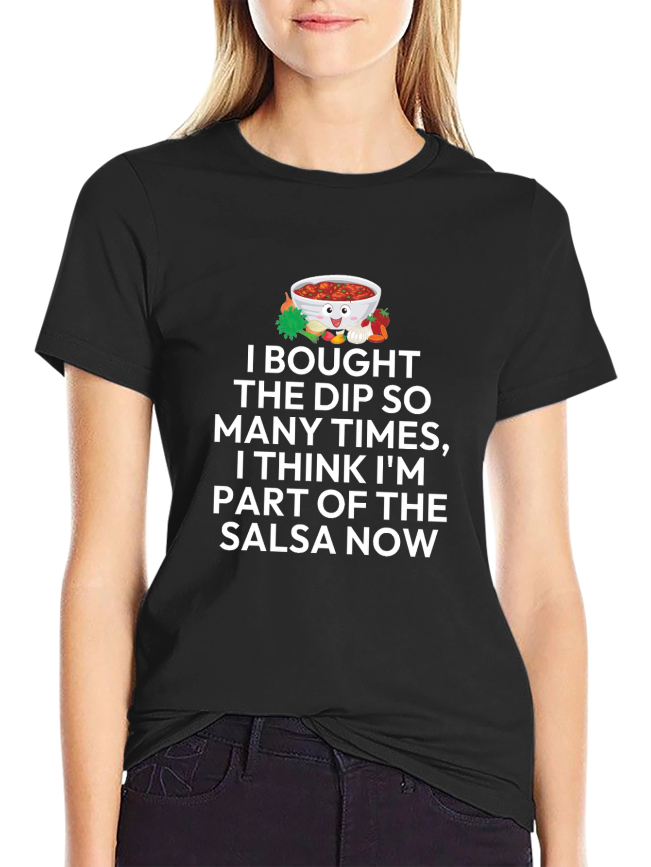 Black Salsa Lover T-Shirt - Funny Dip Bowl Graphic Tee view 2