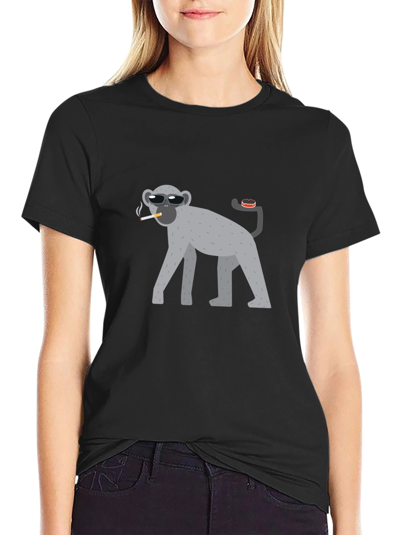Black Cool Monkey Black T-Shirt view 2