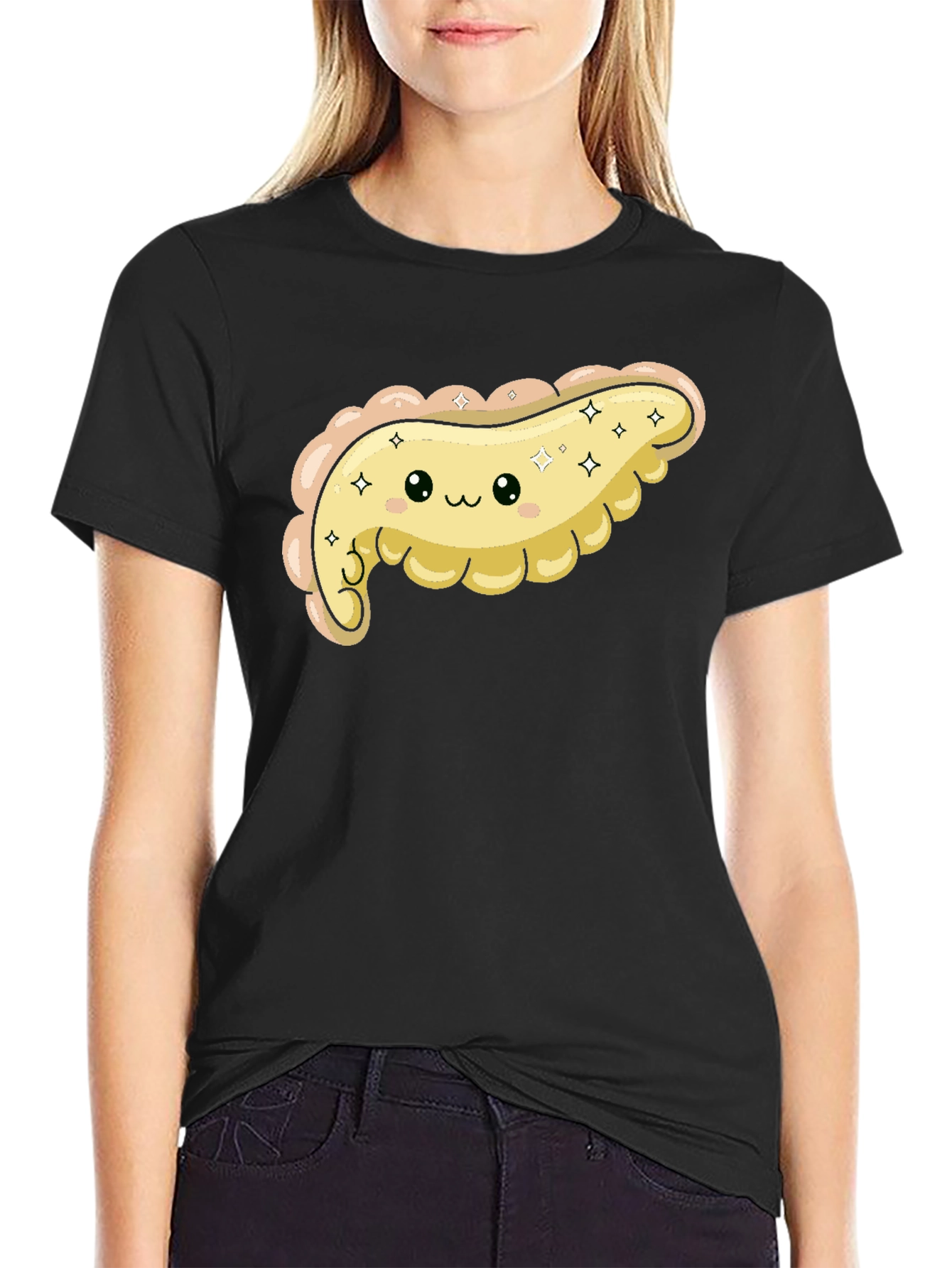 Black Cute Pancreas Graphic T-Shirt - Kawaii Organ Tee view 2