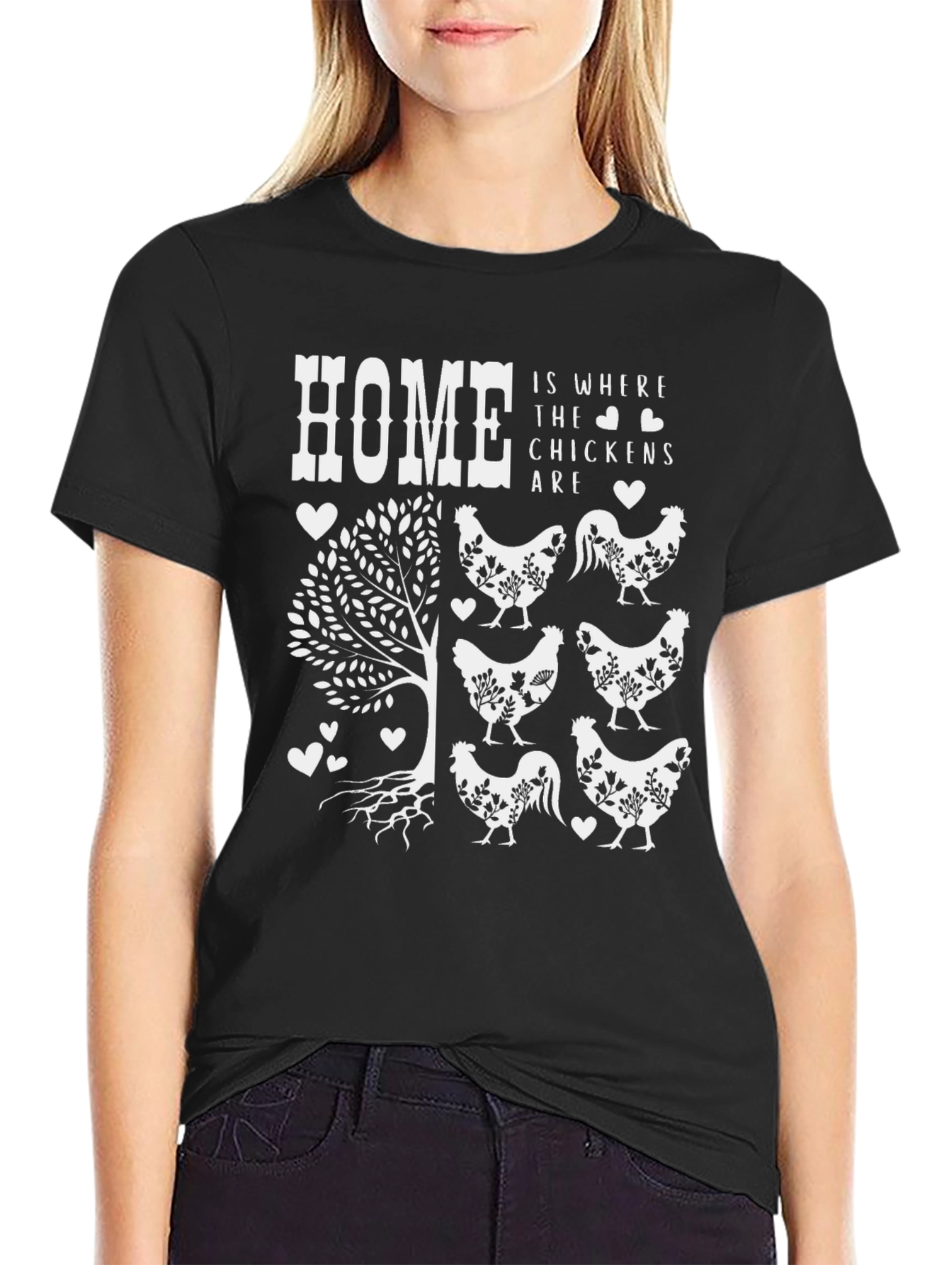 Black Home is Where the Chickens Are T-Shirt view 2