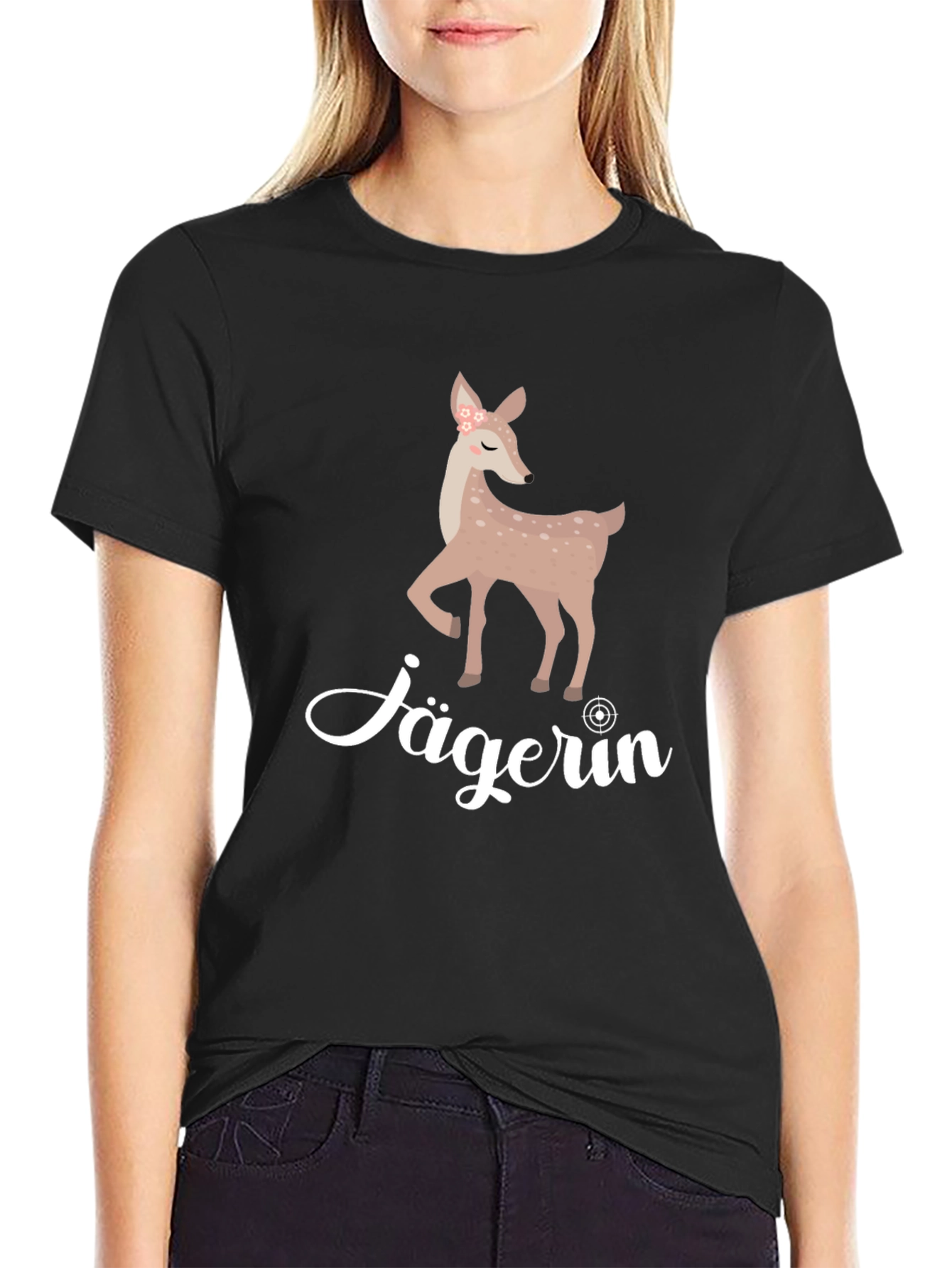 Jägerin Deer Graphic Tee - Black Cotton T-Shirt - 2