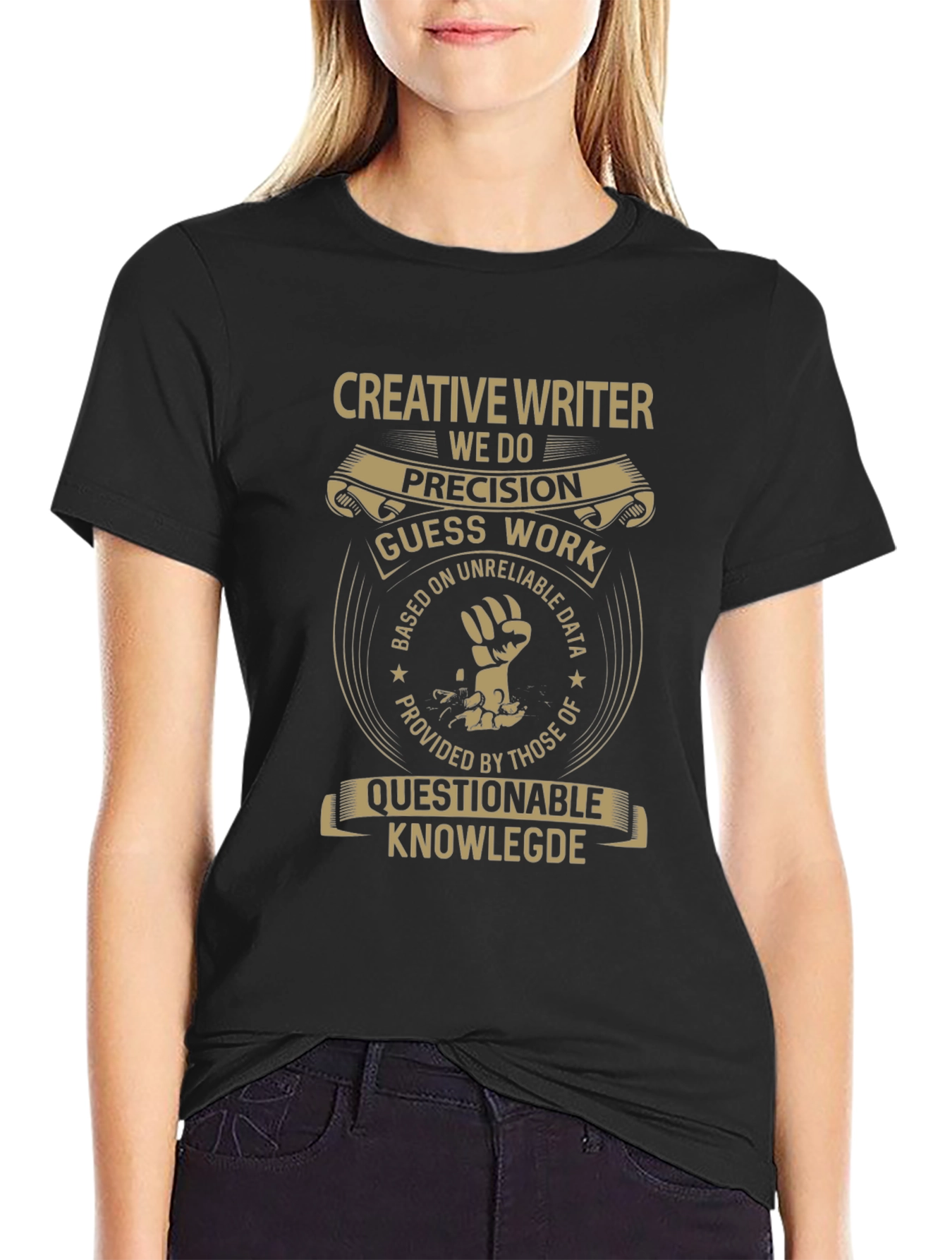 Black Creative Writer Black Graphic T-Shirt view 2
