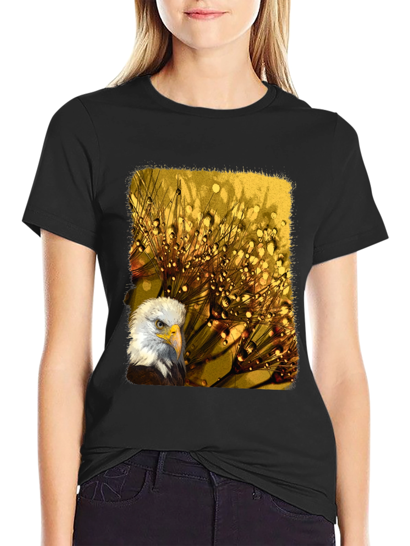Black Eagle Dewdrop T-Shirt - Unique Design view 2