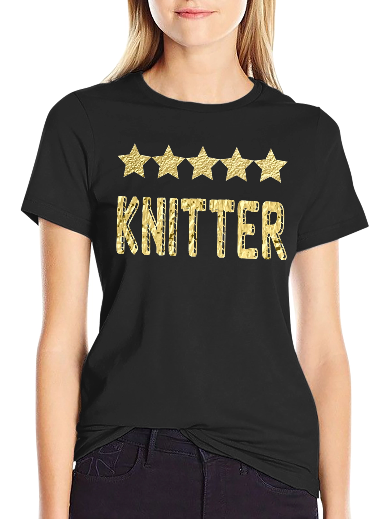 Knitter Five Star Black Graphic Tee - 2