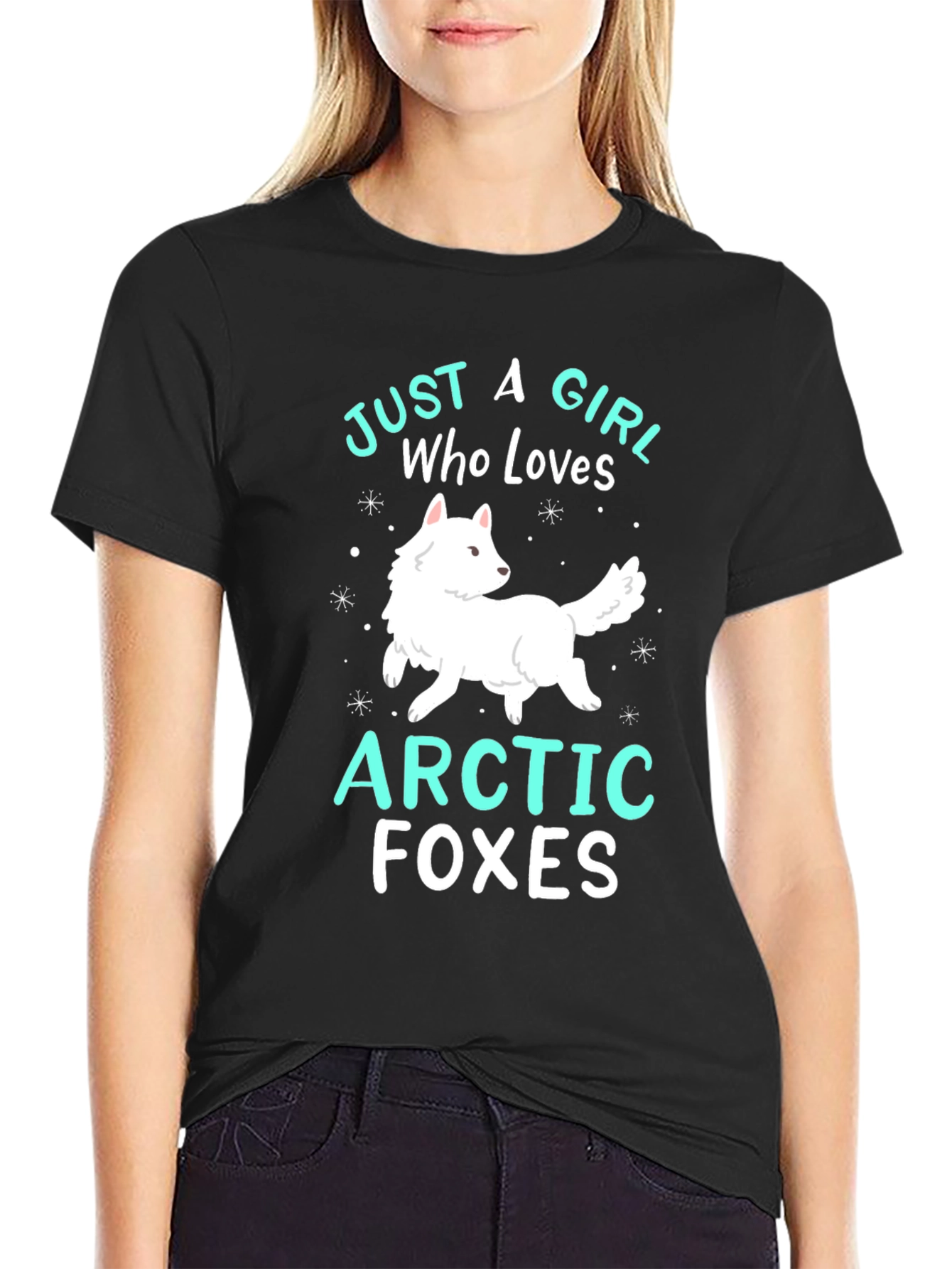 Black Arctic Foxes Graphic Tee: Just a Girl Who Loves Foxes view 2