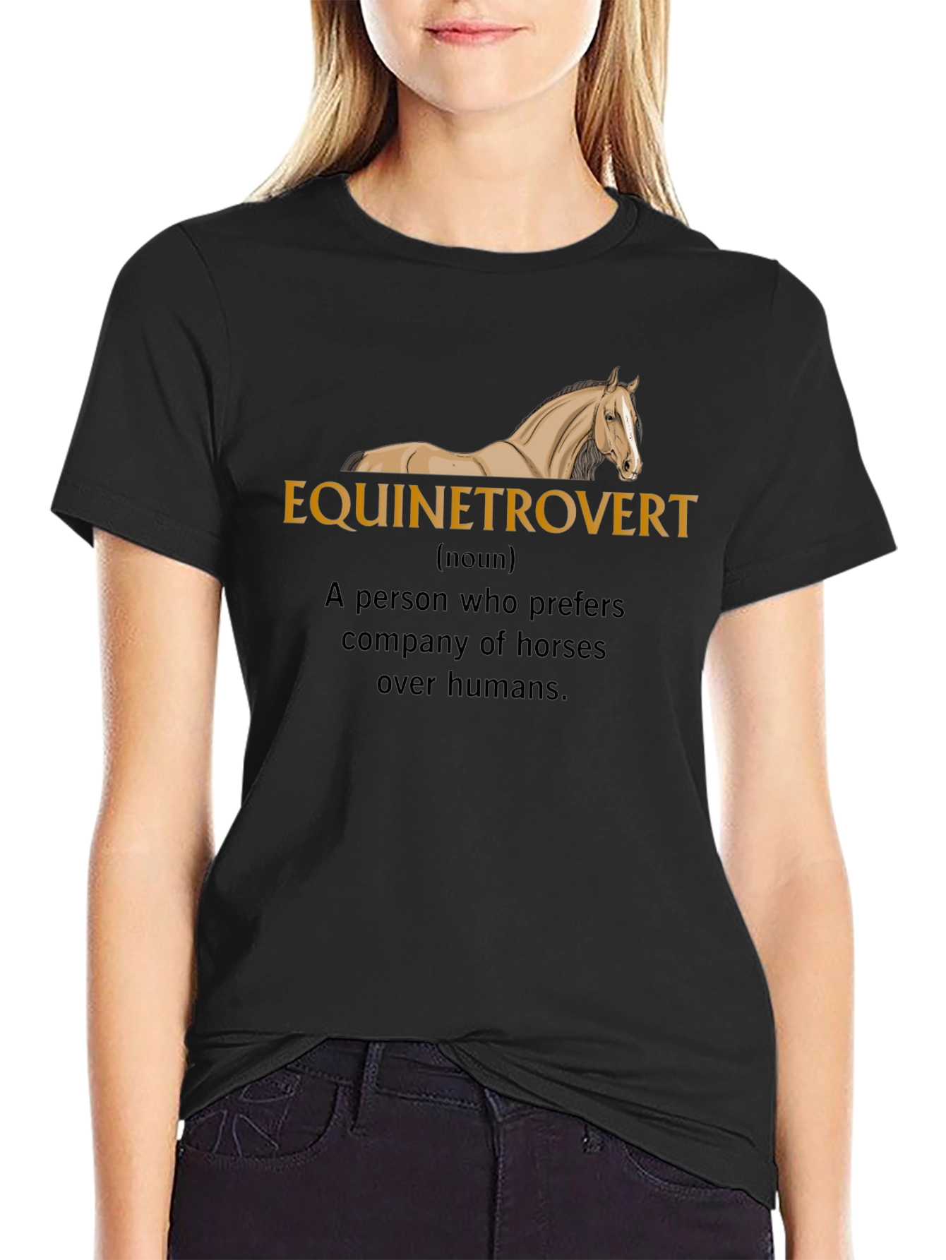 Black Equinetrovert Horse Lover Black T-Shirt view 2