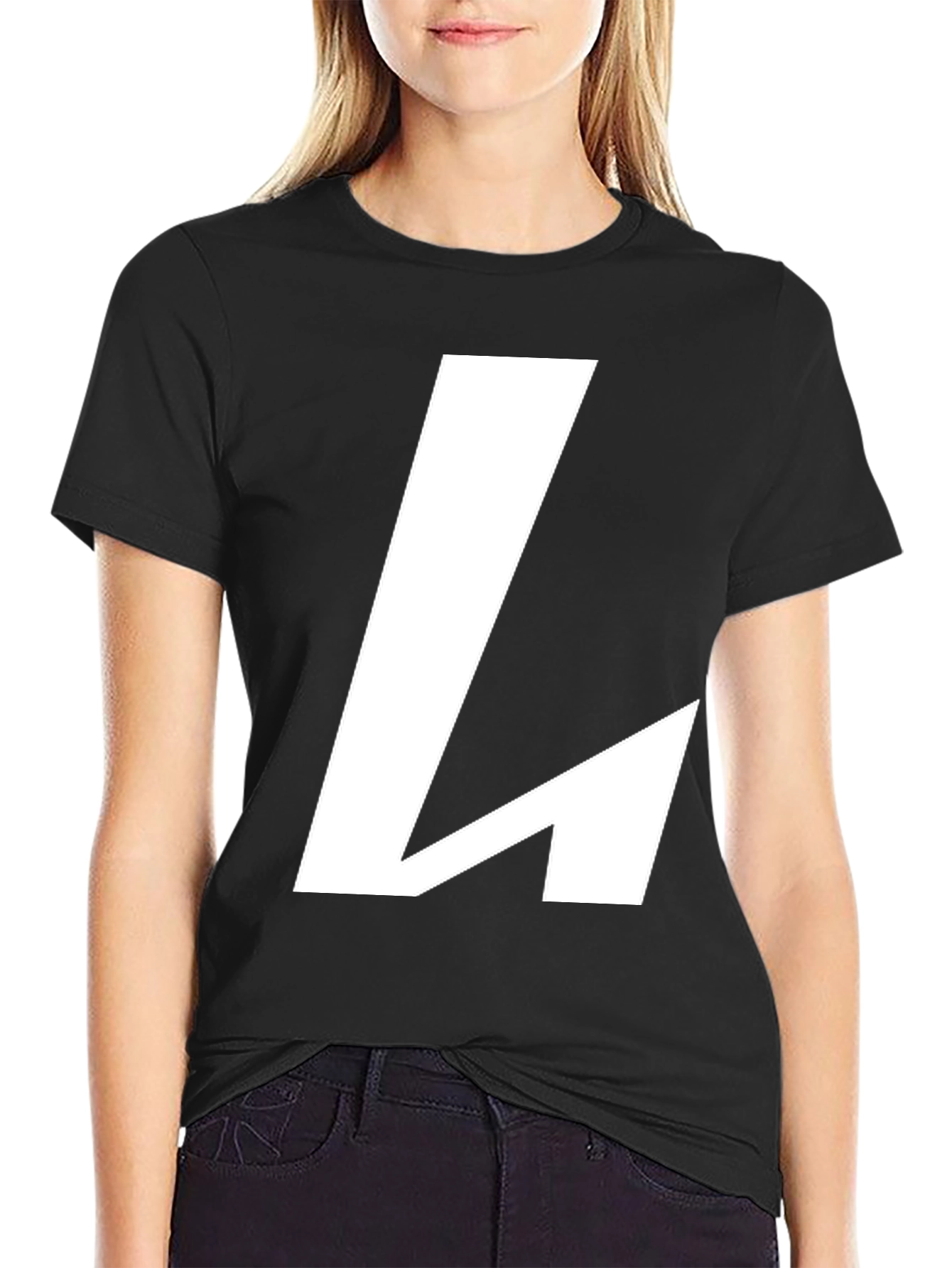 Black Bold 'L' Graphic Black T-Shirt view 2
