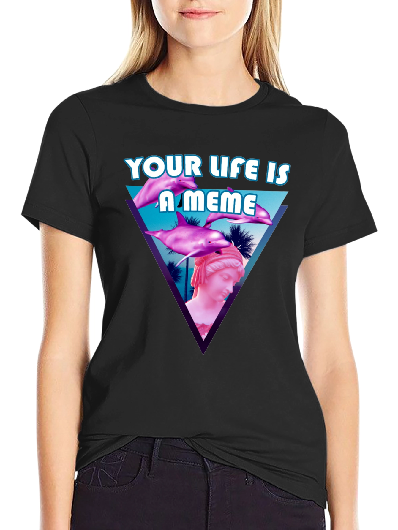 Black Meme Life T-Shirt - Vaporwave Style view 2