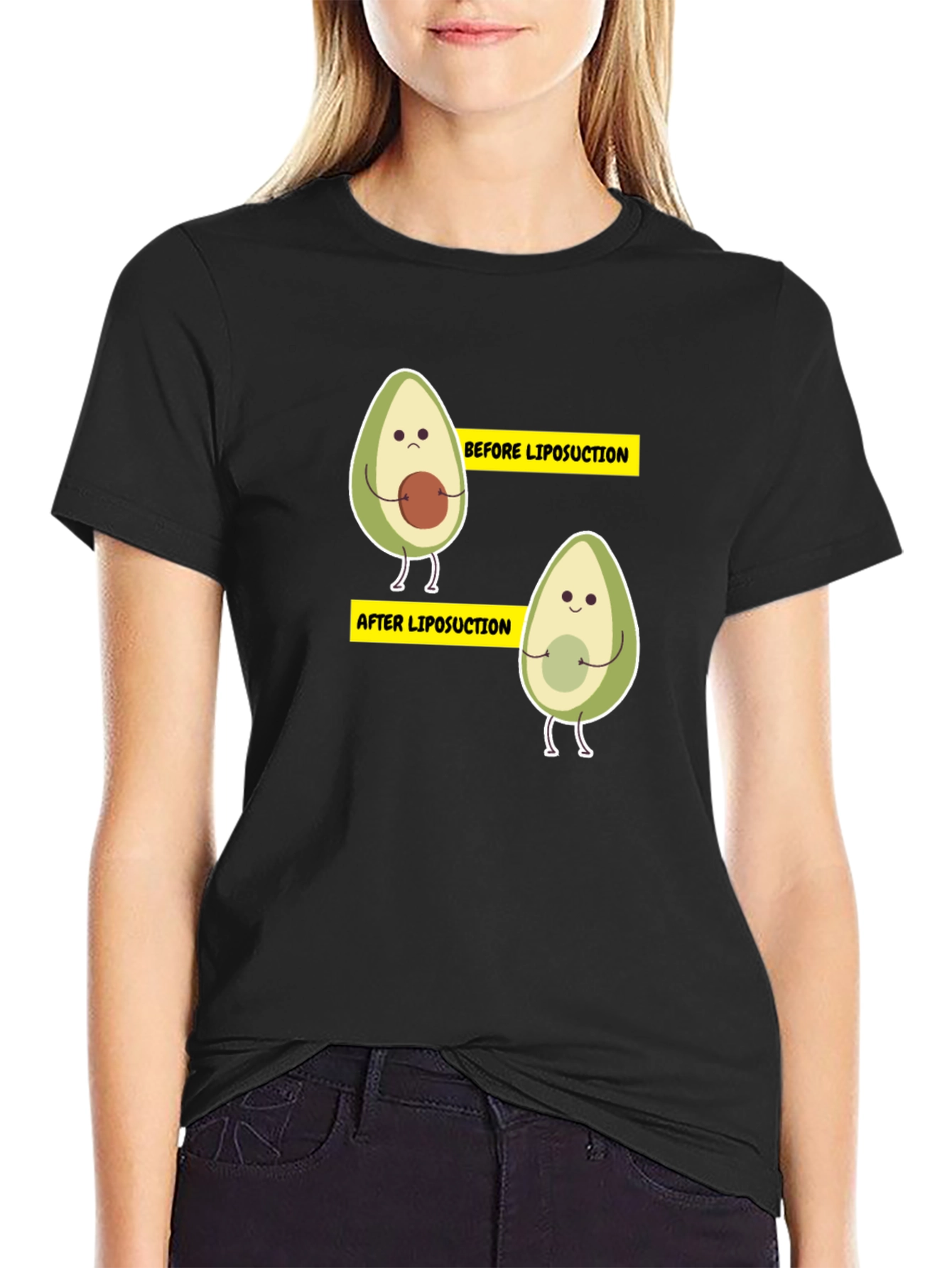 Black Avocado Liposuction Funny Black T-Shirt view 2