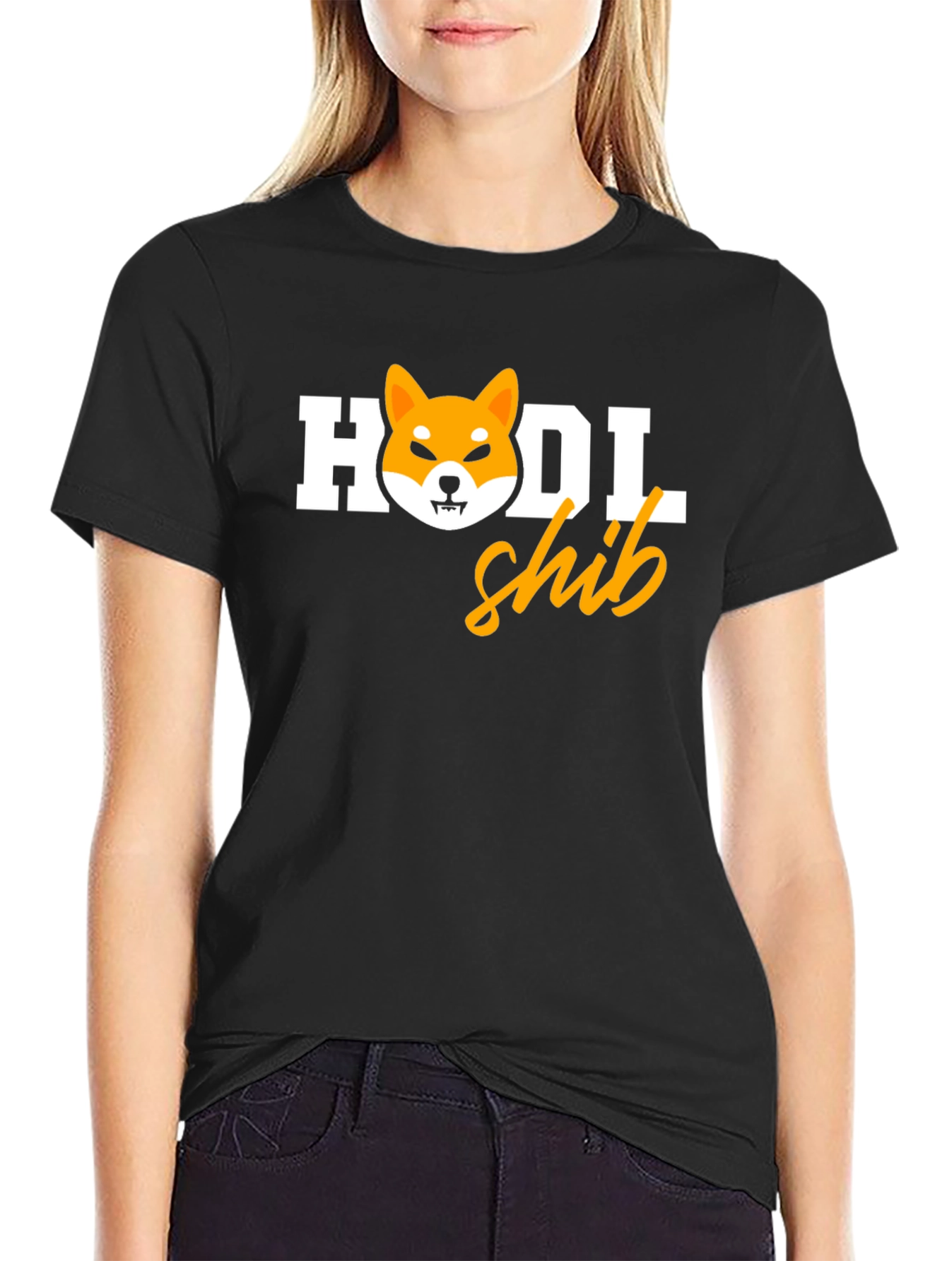 Black HODL Shib Crypto T-Shirt view 2