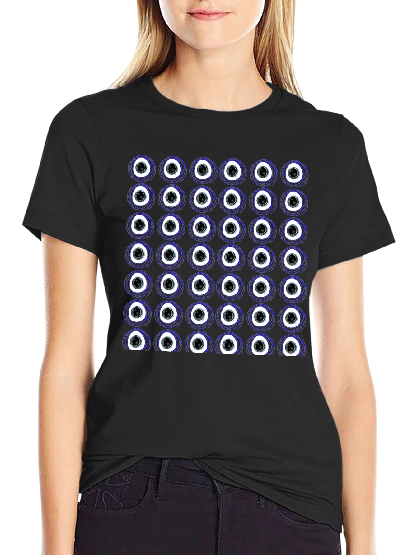 Black Eye Pattern Tee - Stylish Novelty Design view 2