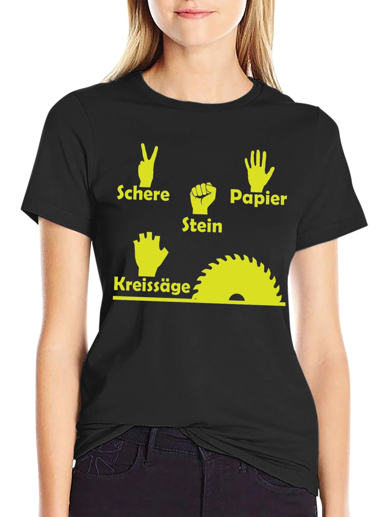 Black Rock, Paper, Scissors, Chainsaw T-Shirt - Funny Woodworker Tee view 2