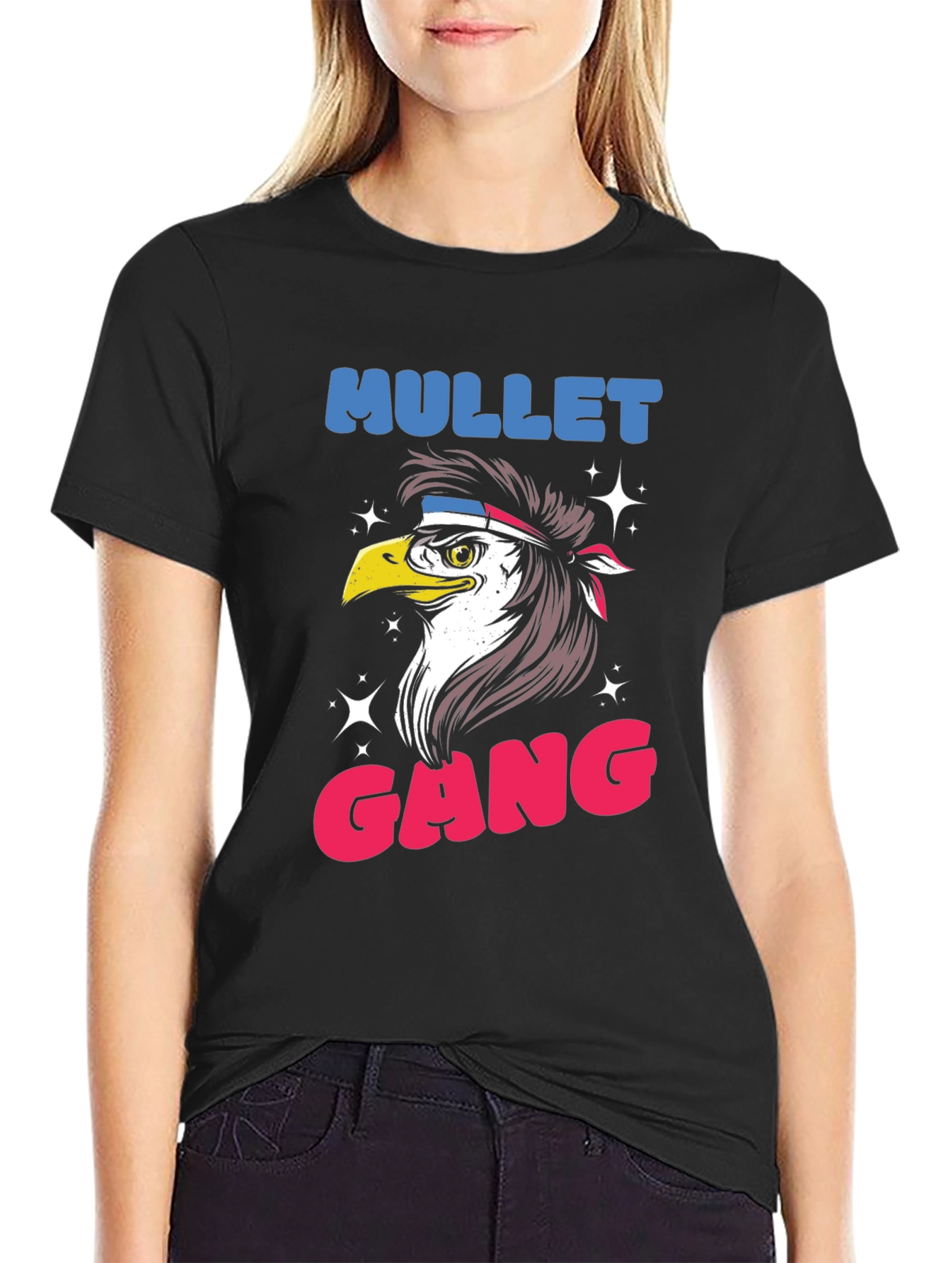 Black Mullet Gang Eagle Graphic Tee - Black view 2