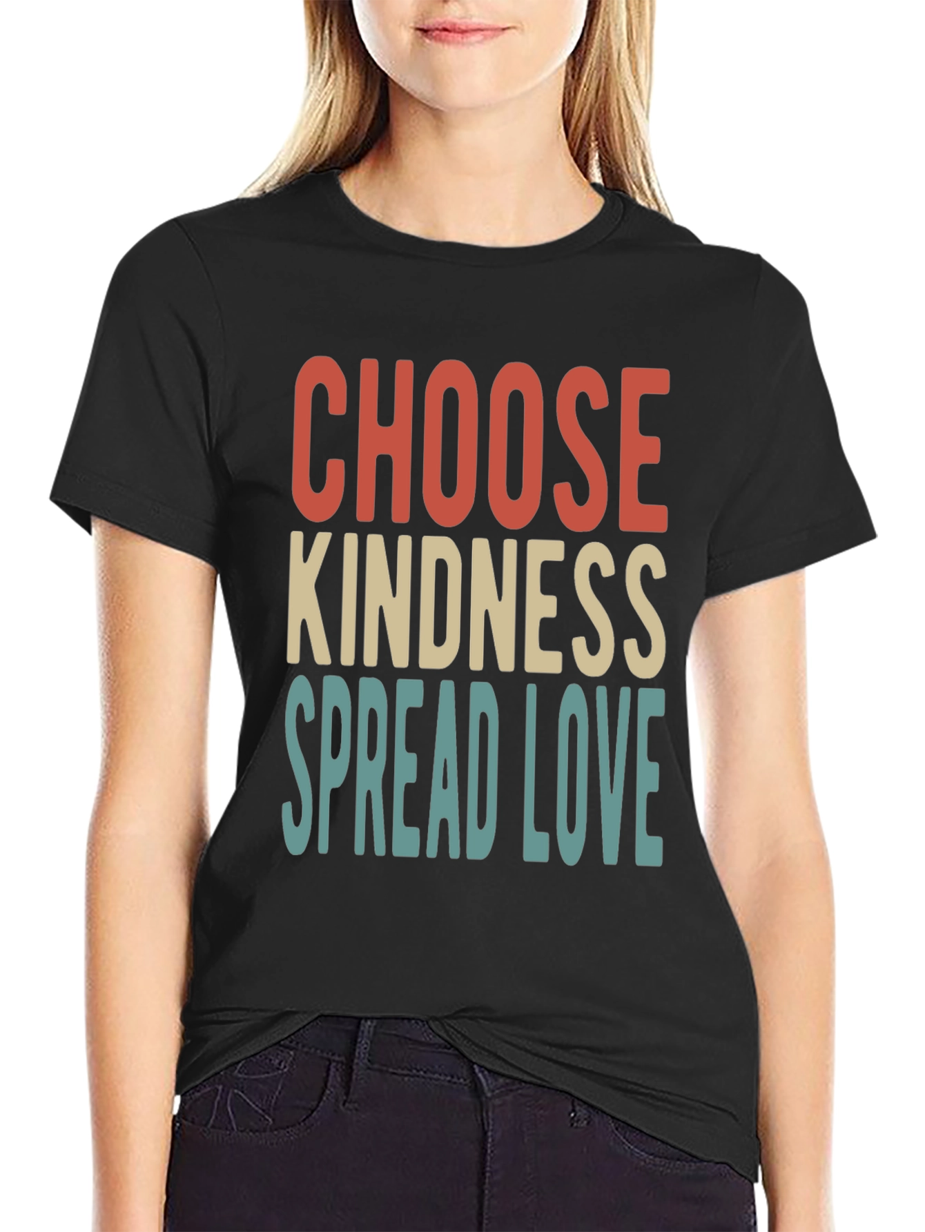 Black Choose Kindness Graphic Tee - Spread Love T-Shirt view 2