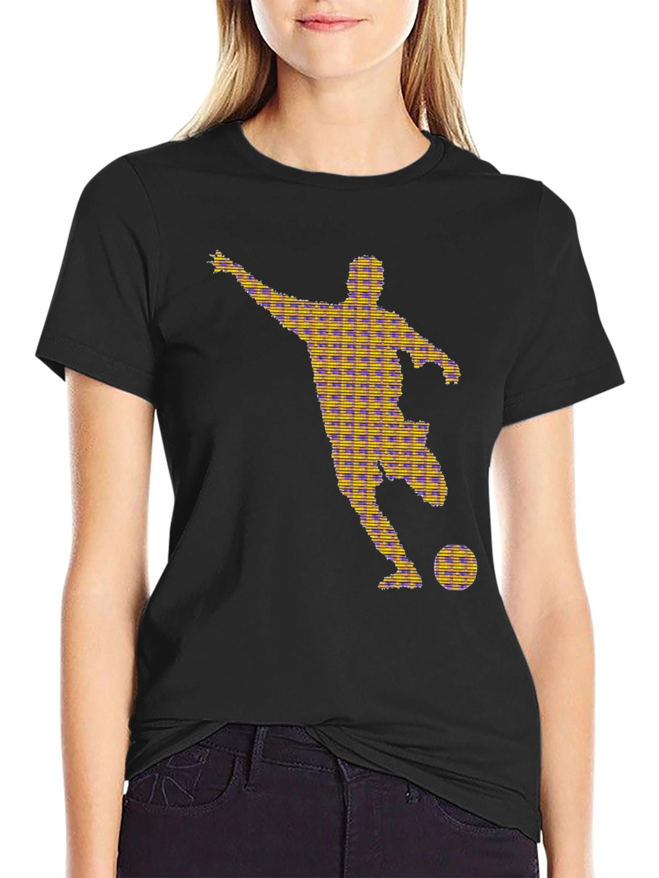 Black Striking Soccer Silhouette Graphic Tee - Black view 2