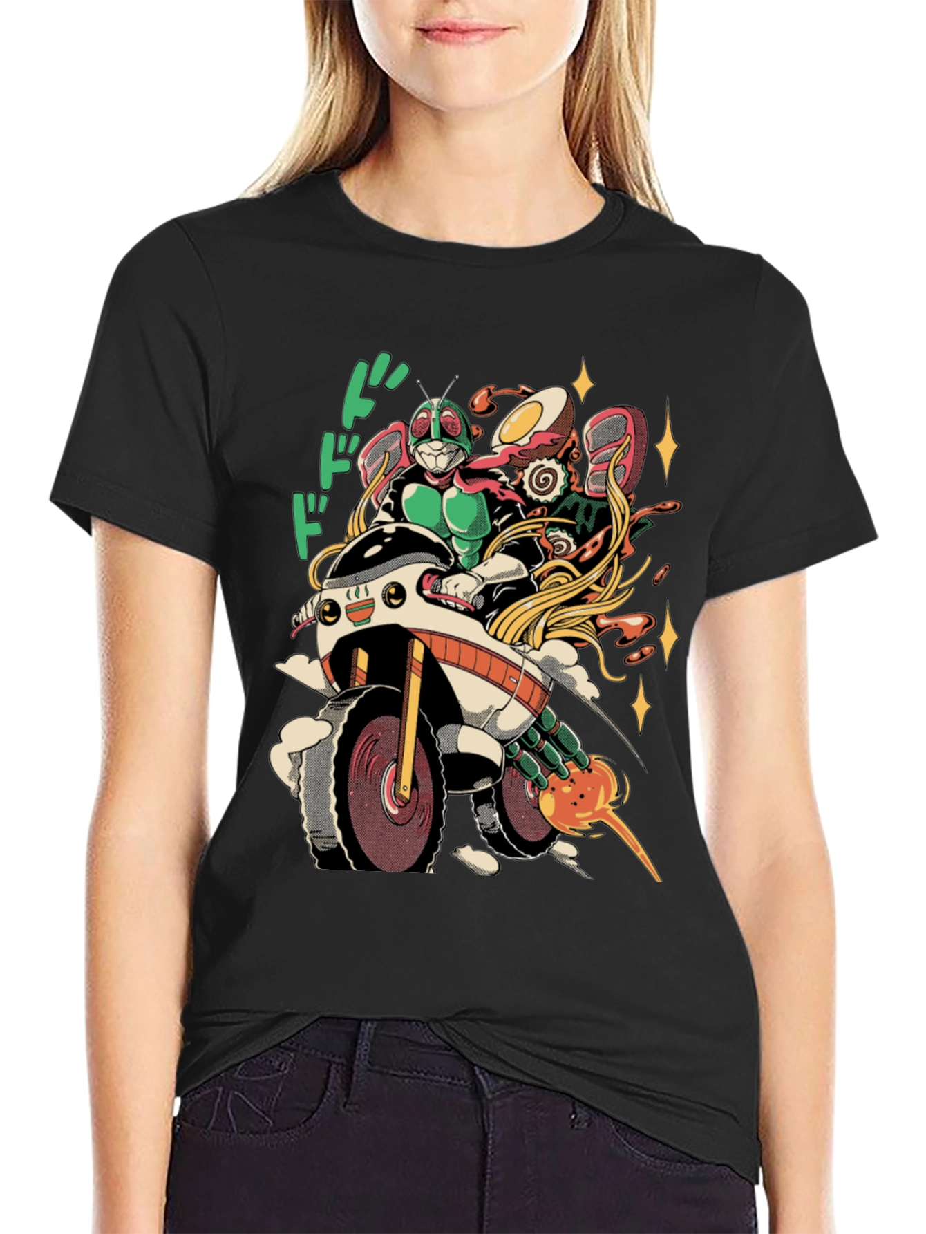 Black Kamen Rider Ramen Run T-Shirt view 2