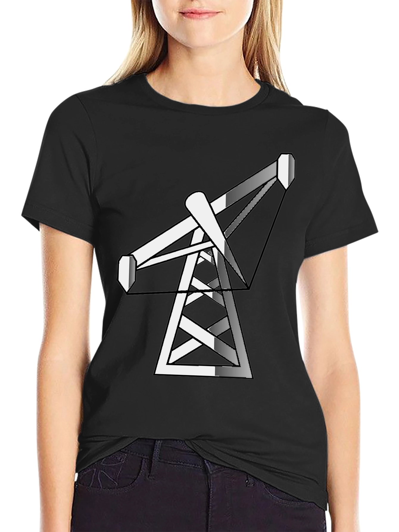 Black Black Tee with Crane Graphic view 2