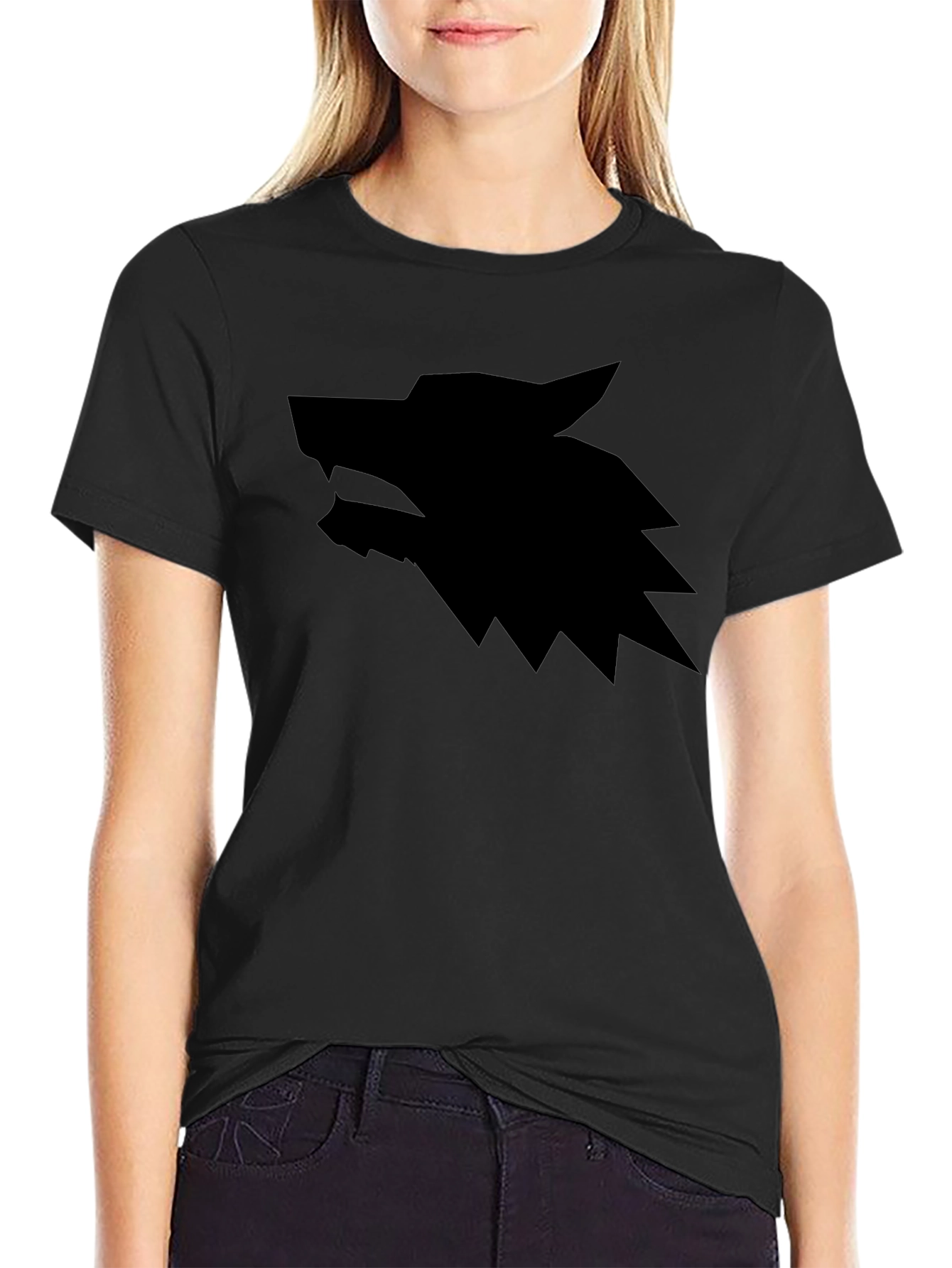 Black Men's Black Wolf Graphic T-Shirt view 2