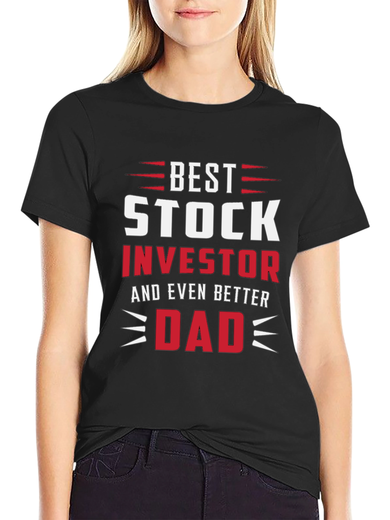 Black Best Stock Investor Dad T-Shirt view 2