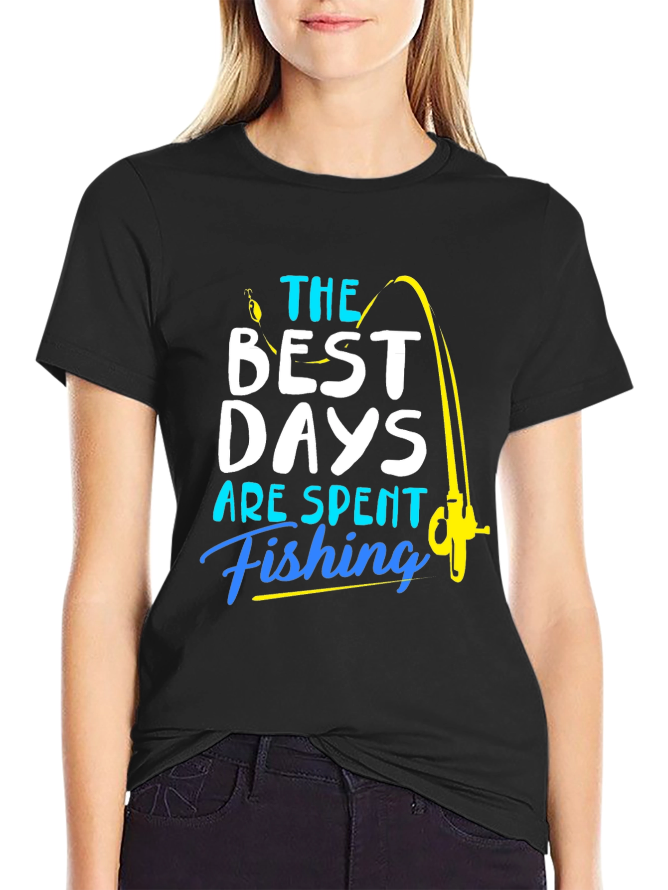 Black Fishing T-Shirt: Best Days are Spent Fishing view 2