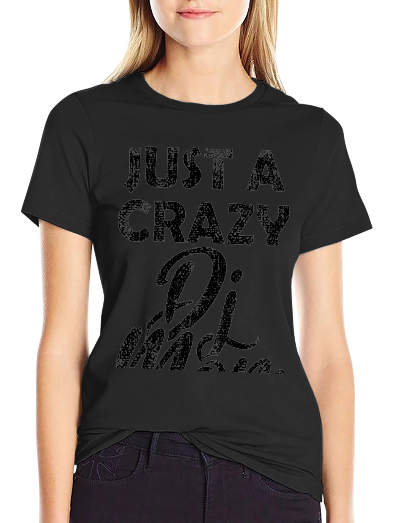 Black Crazy DJ Man Black Graphic Tee view 2