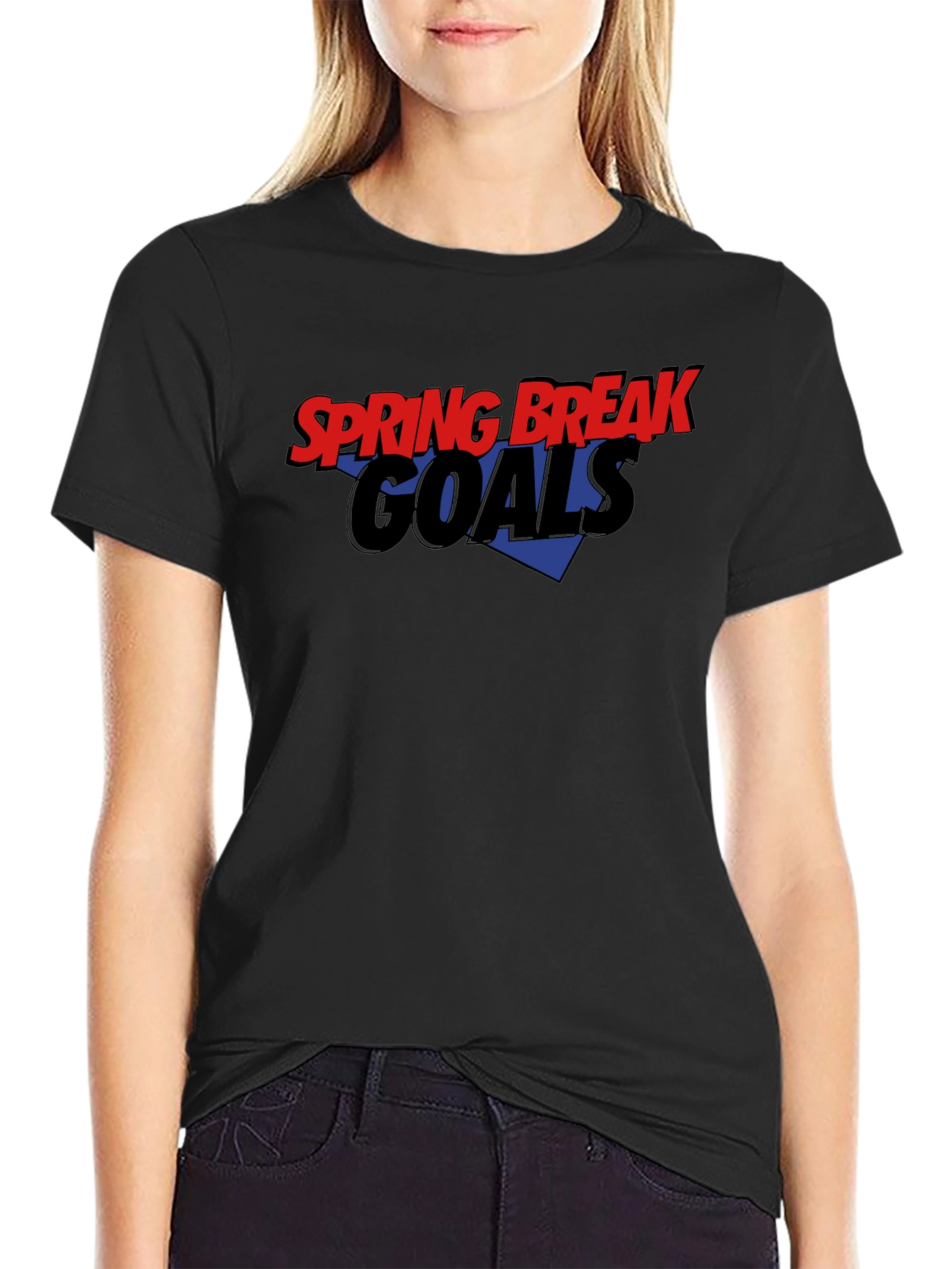 Black Spring Break Goals Black Graphic T-Shirt view 2