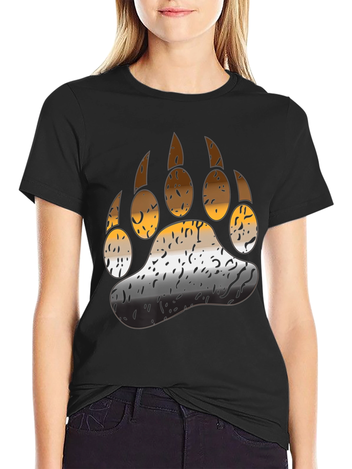 Black Bear Pride Paw T-Shirt - Black view 2