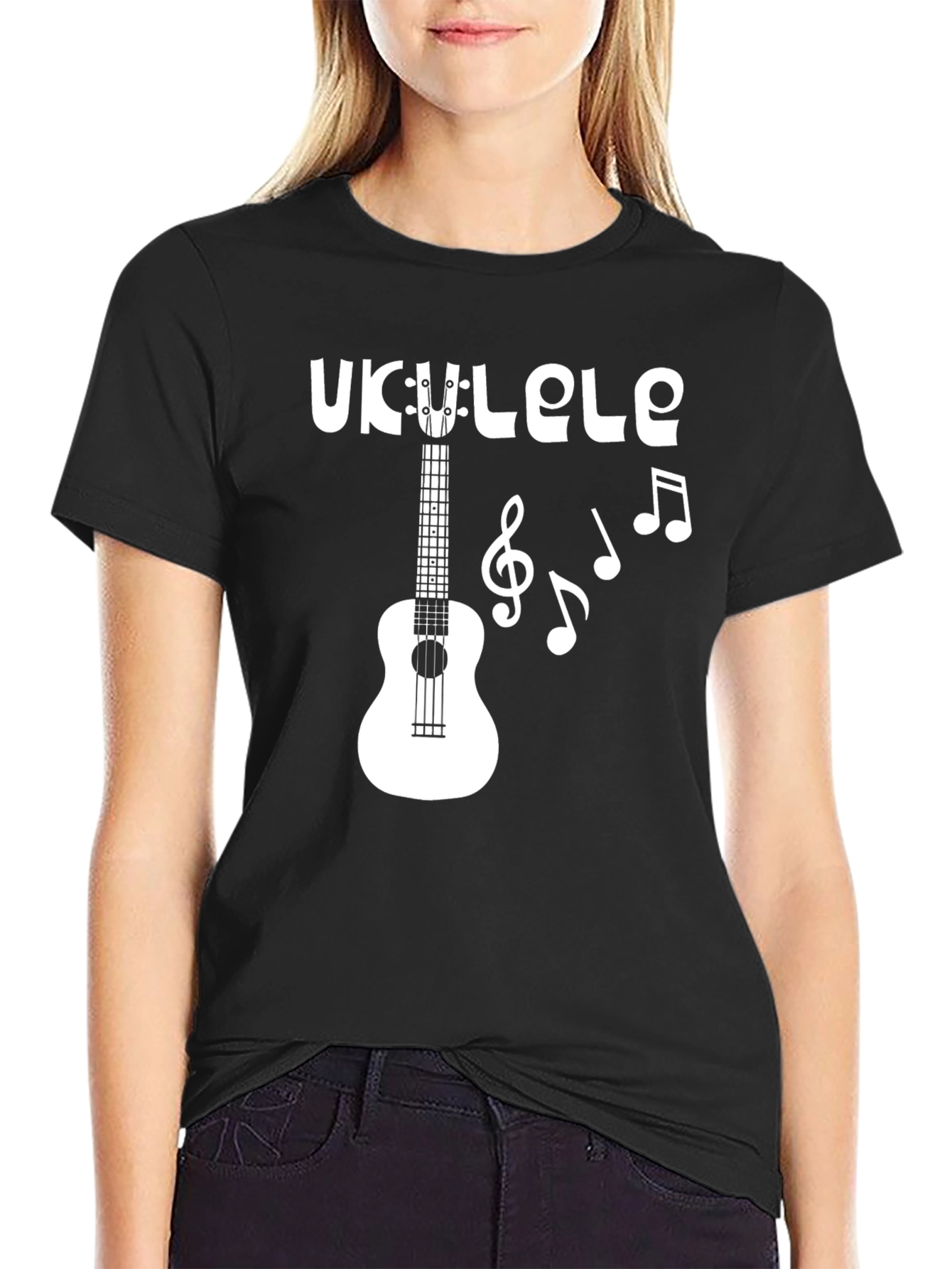 Black Ukulele Graphic Tee - Musical Style view 2