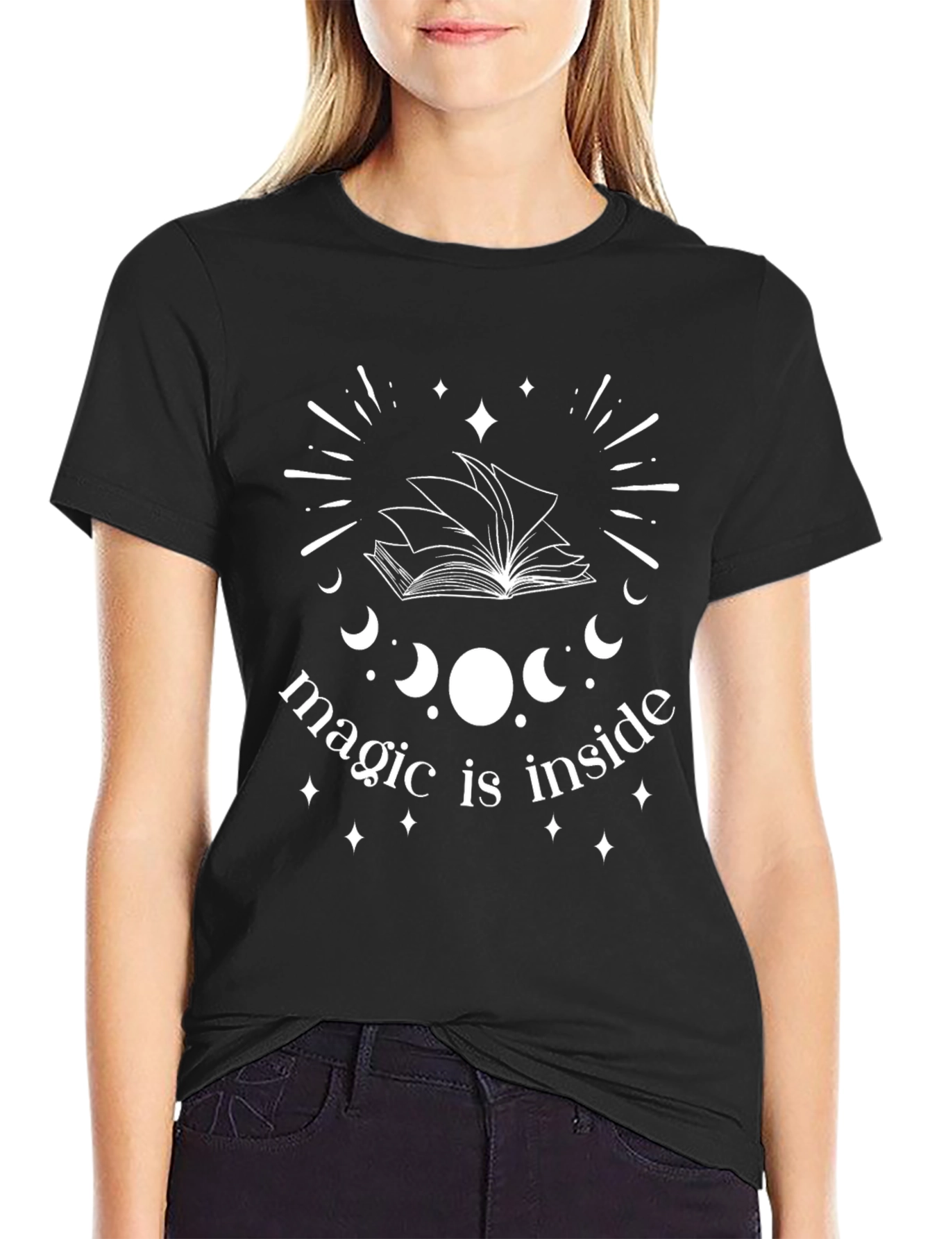 Black Magic Inside T-Shirt Book Lover Tee view 2