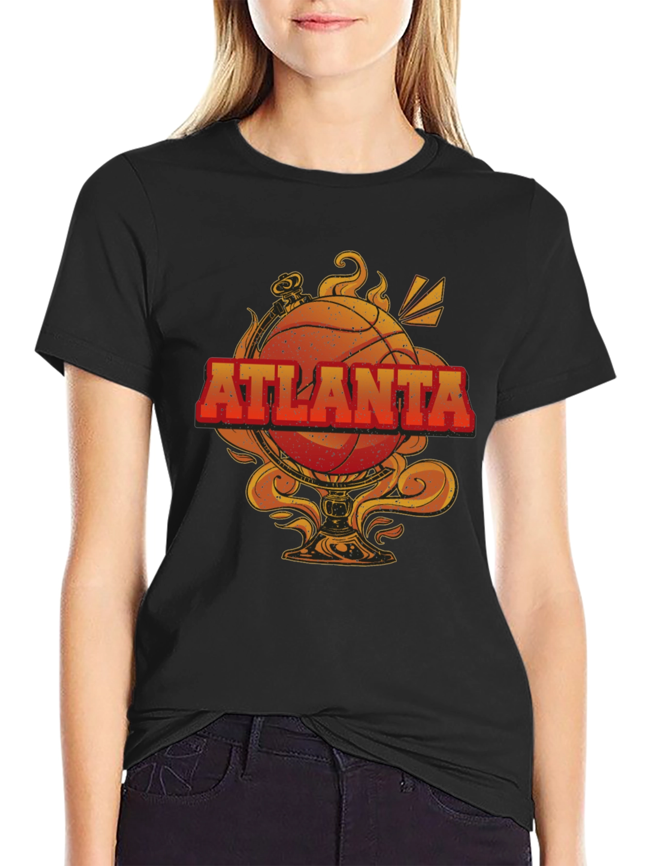 Black Atlanta Basketball Graphic Tee - Retro Style view 2