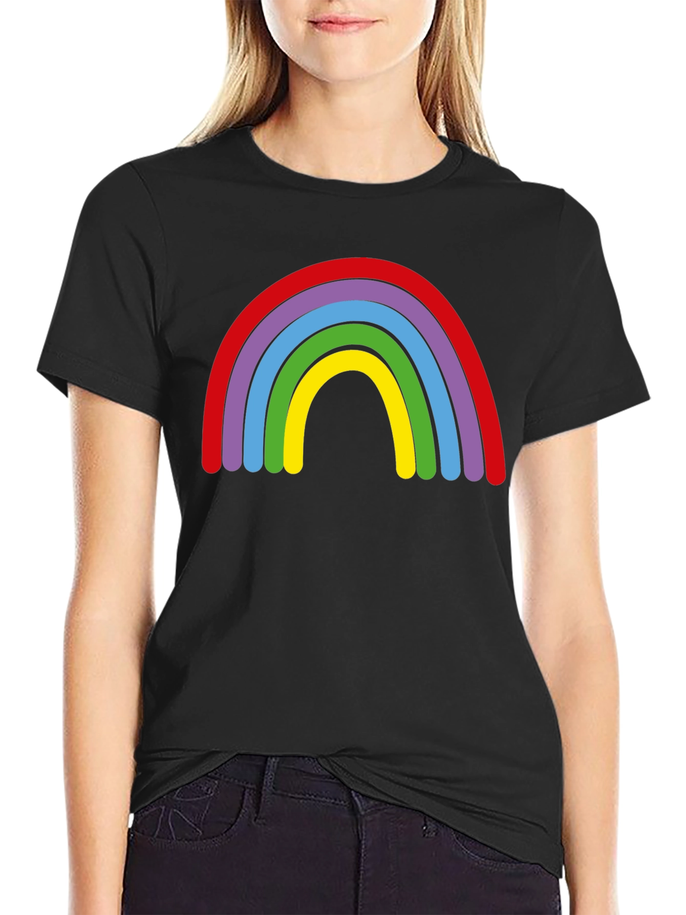 Black Rainbow Graphic Black T-Shirt view 2