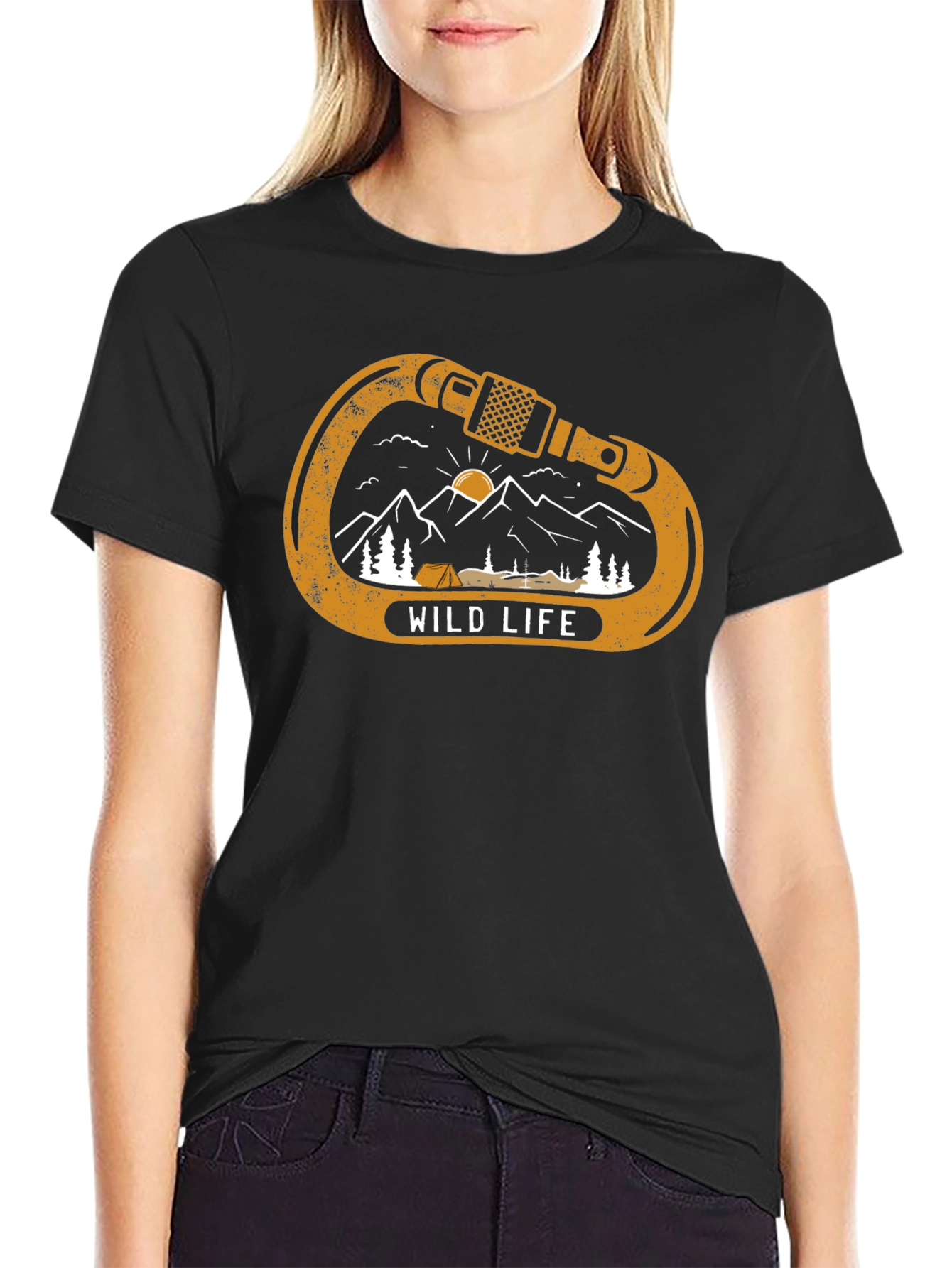 Black Wild Life Climbing Carabiner Graphic Tee - Black view 2