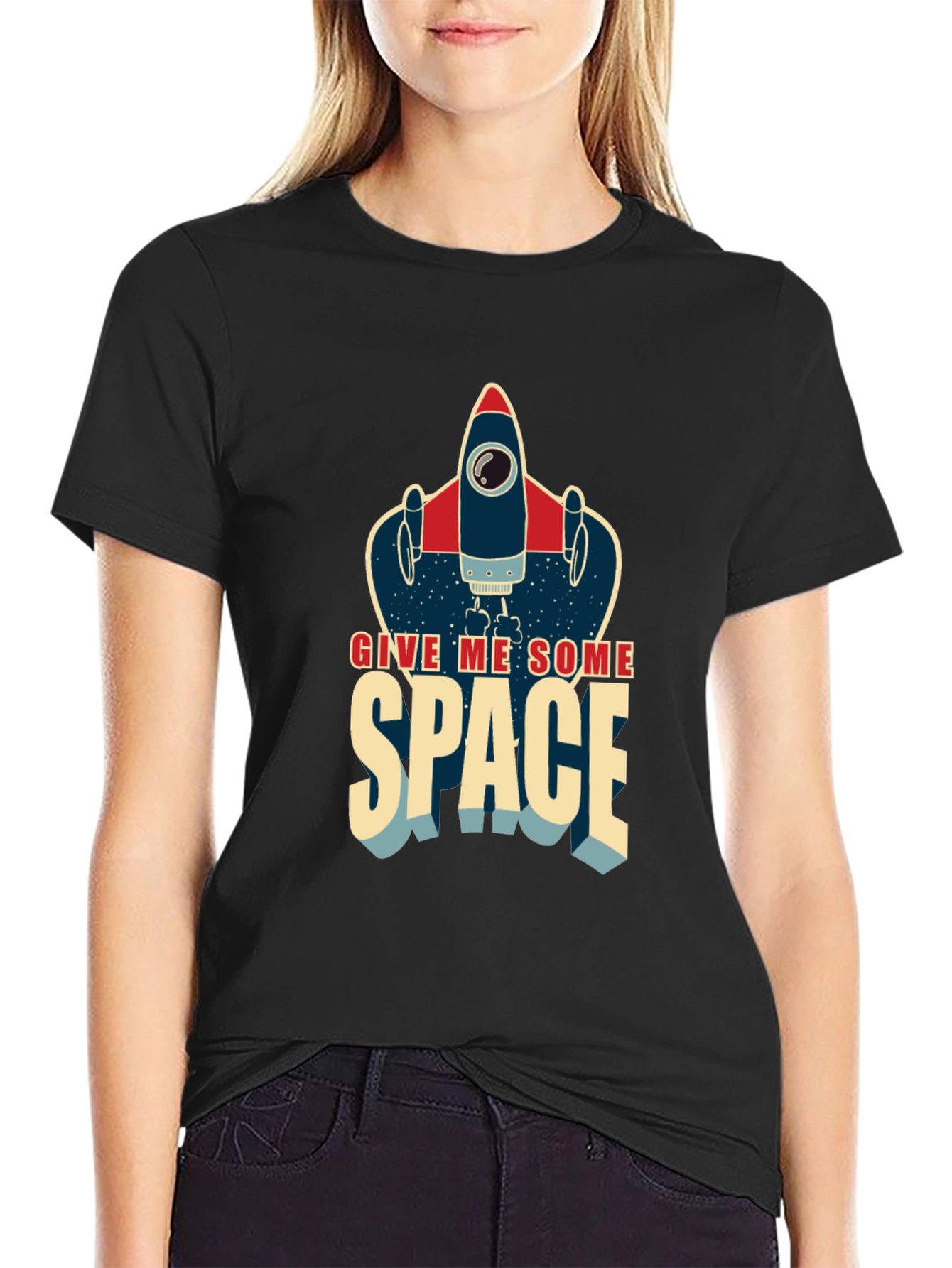 Black Give Me Some Space Rocket T-Shirt view 2