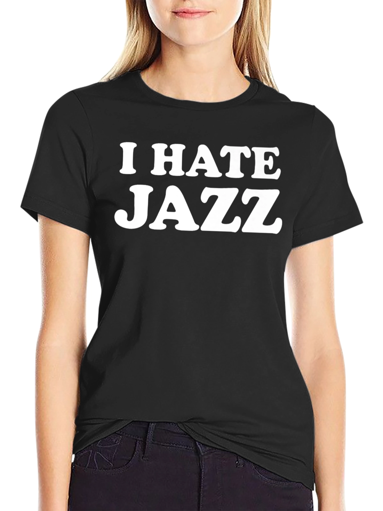 Black I Hate Jazz Graphic T-Shirt - Bold Statement Tee view 2