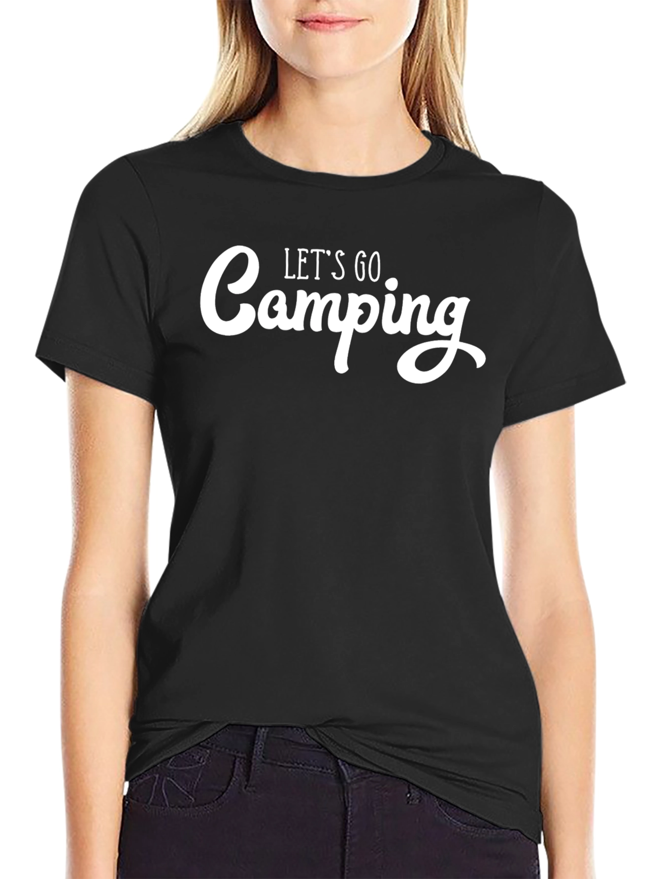 Black Let's Go Camping Black T-Shirt view 2