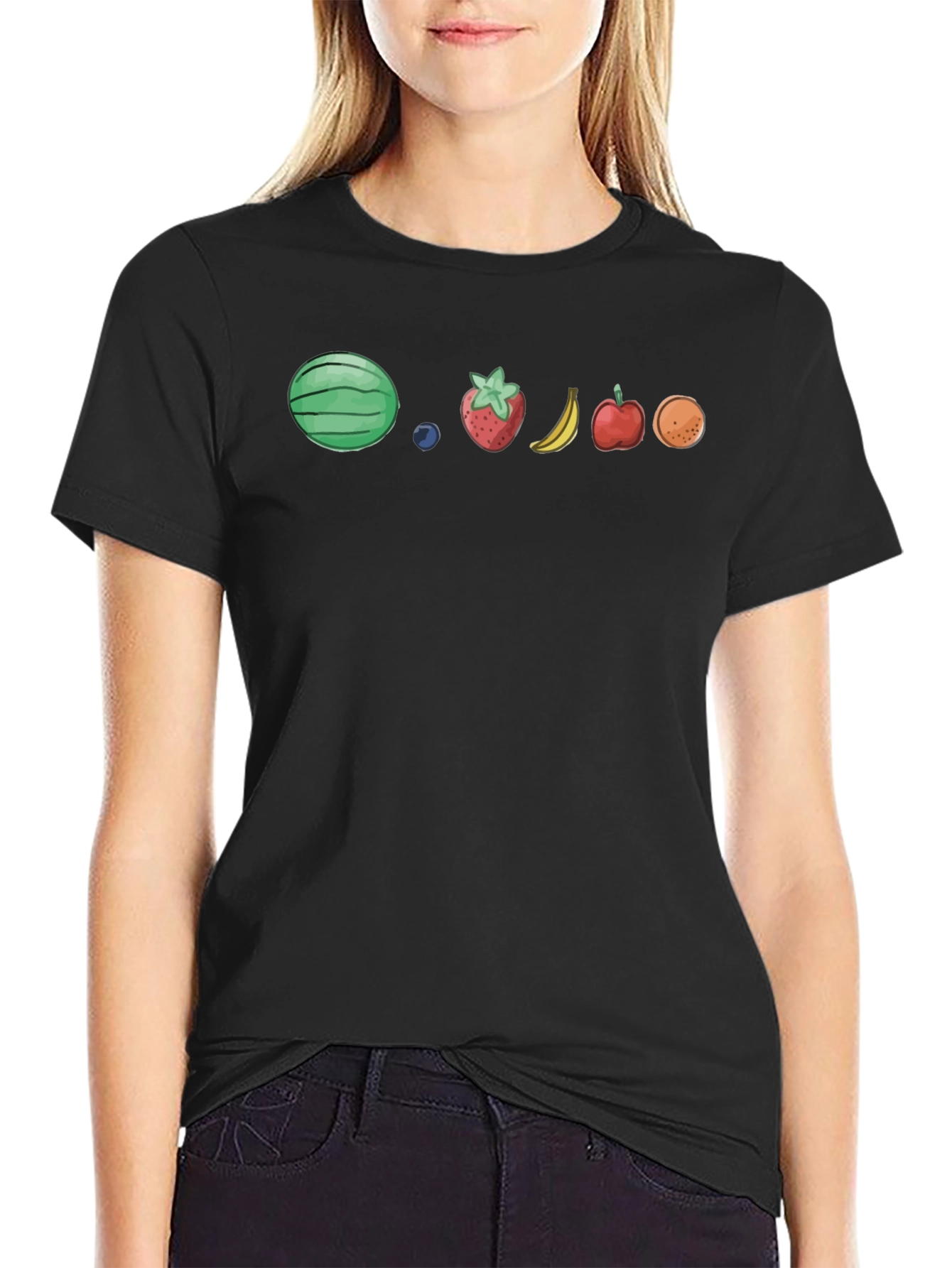 Black Fruit Lineup Black T-Shirt view 2