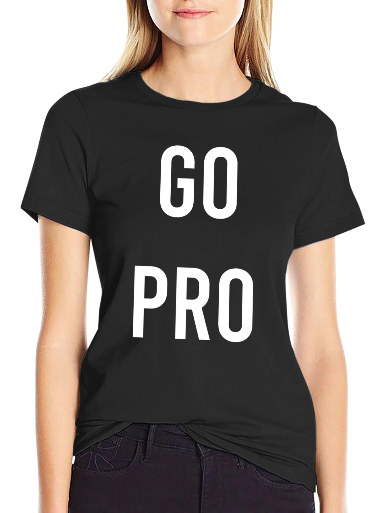 Black Go Pro Black Graphic Tee for Active Lifestyle view 2