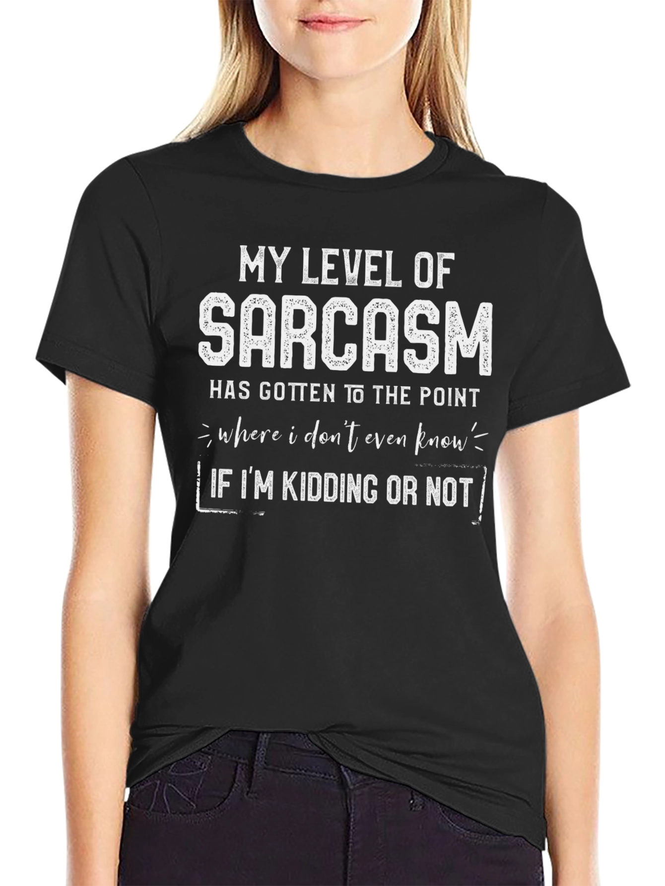 Black Sarcasm Level T-Shirt: Funny Graphic Tee for Sarcastic People view 2