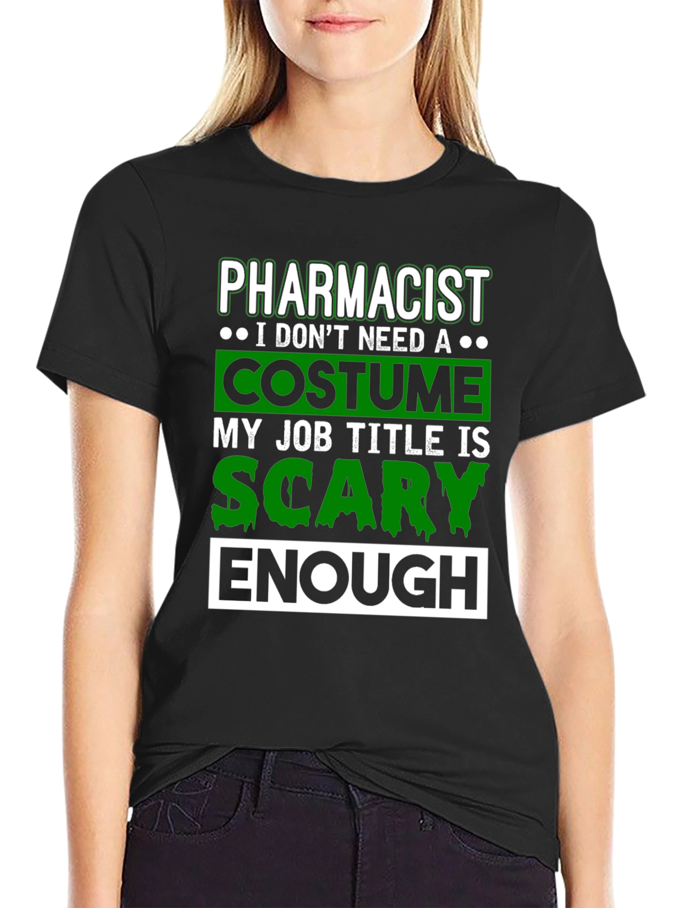 Black Pharmacist Scary Enough Costume T-Shirt view 2