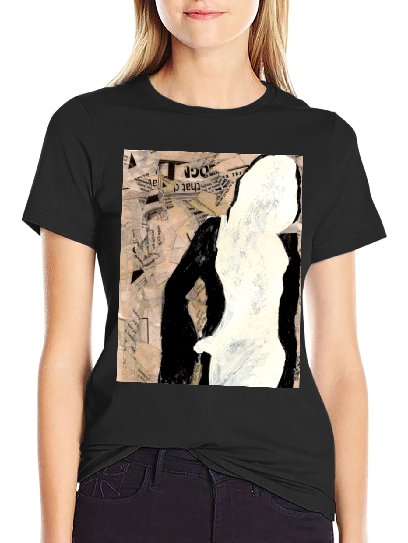 Black Abstract Silhouette Graphic Tee - Unisex Black T-Shirt view 2