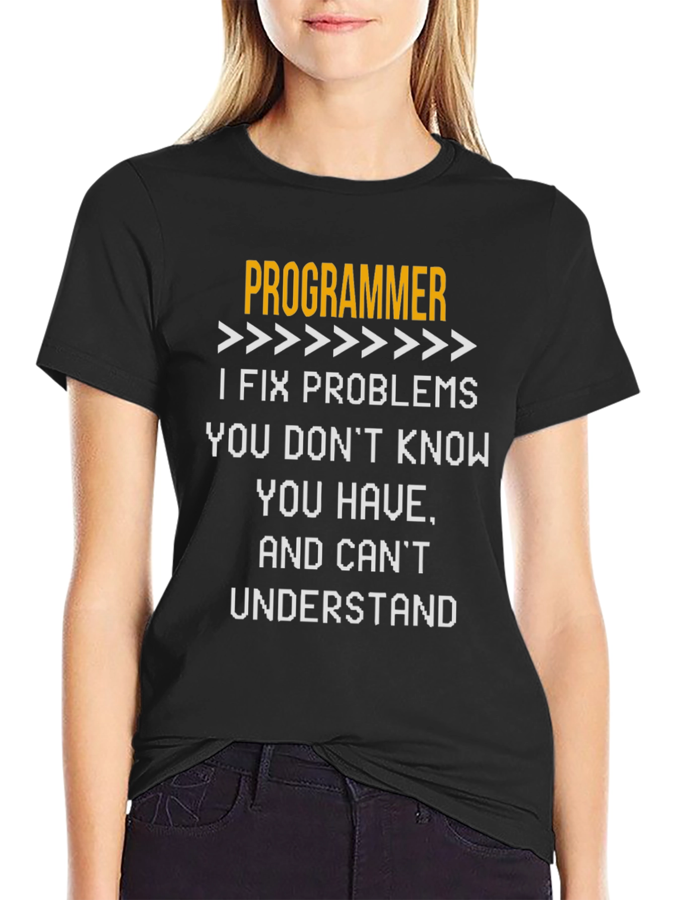 Black Programmer Problem Solver Funny T-Shirt view 2