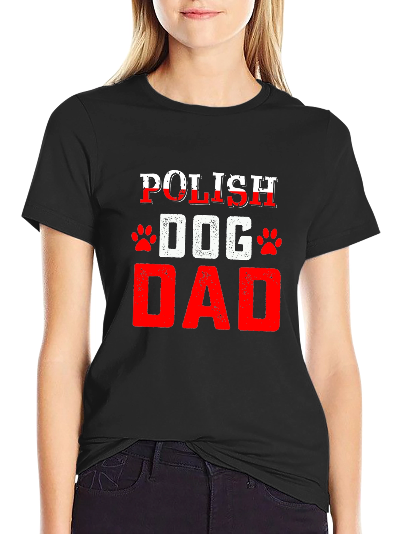 Black Polish Dog Dad T-Shirt Black view 2