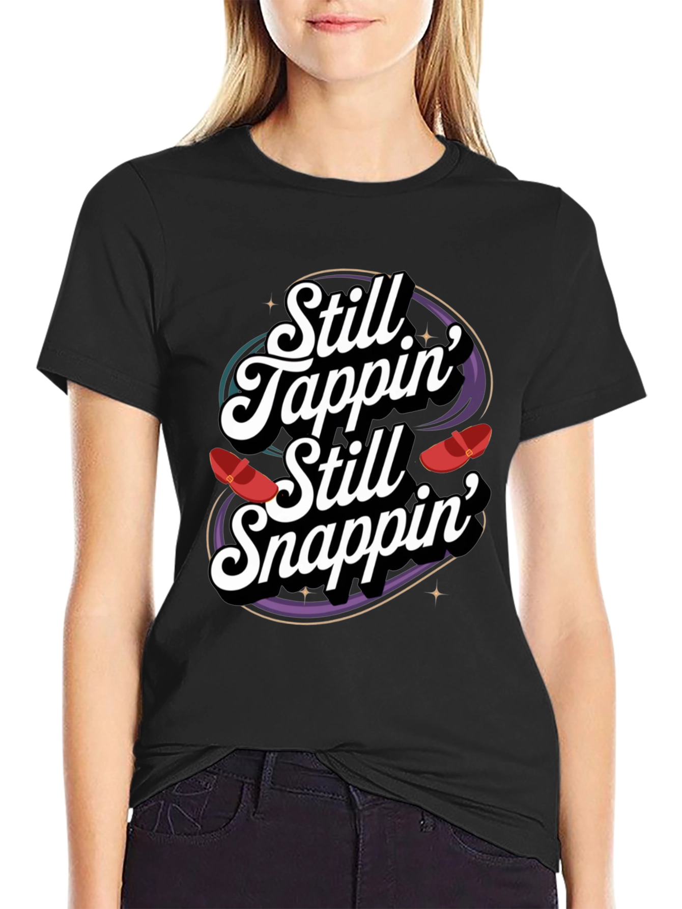Black Still Tappin' Still Snappin' Graphic Tee view 2