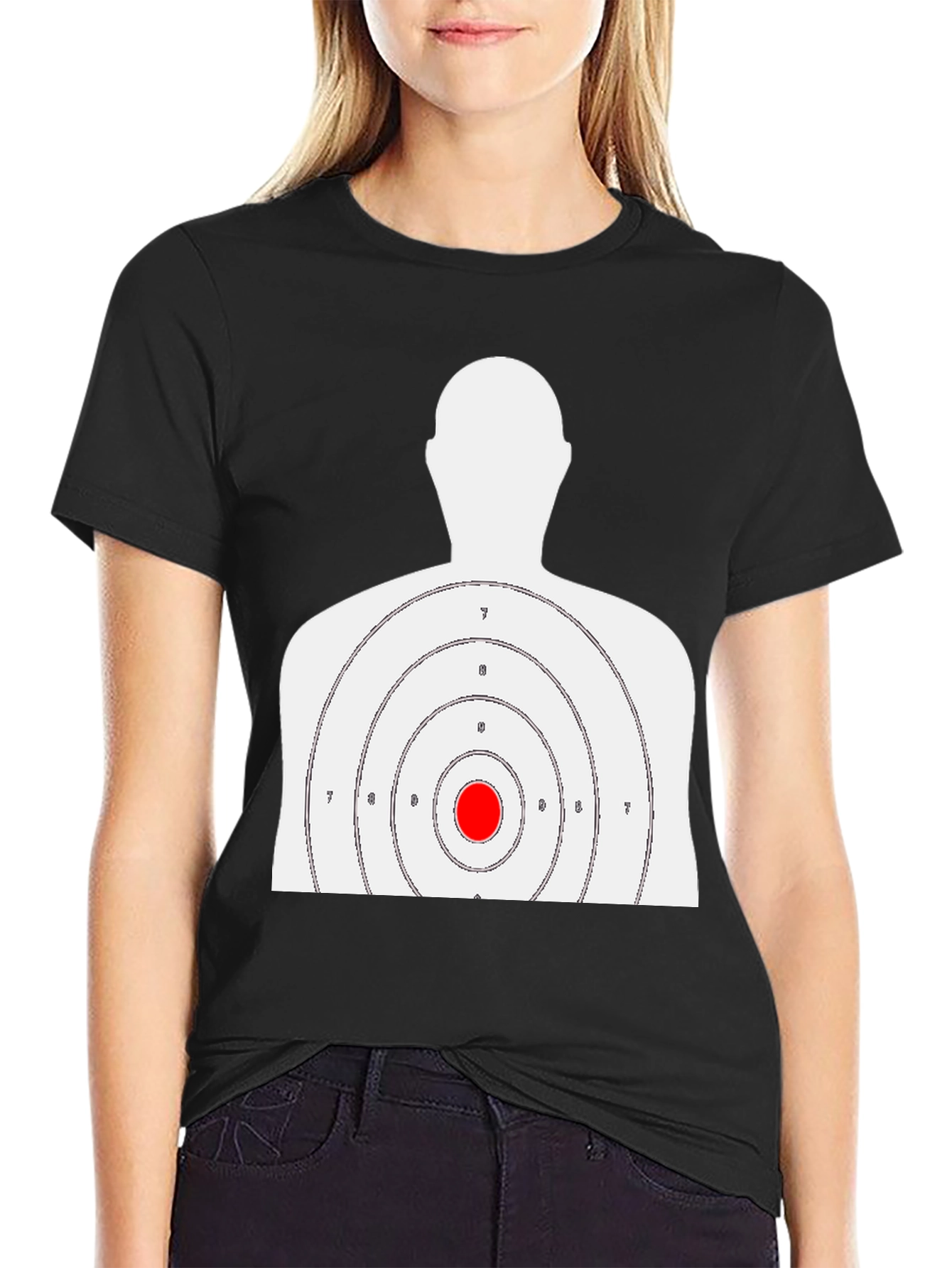 Black Target Practice T-Shirt - Bullseye Design view 2