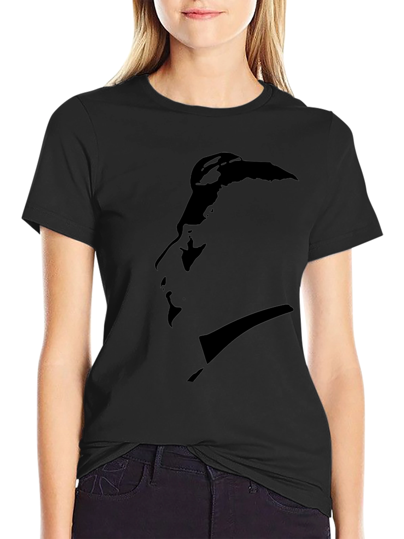 Black Minimalist Silhouette Graphic Black T-Shirt view 2