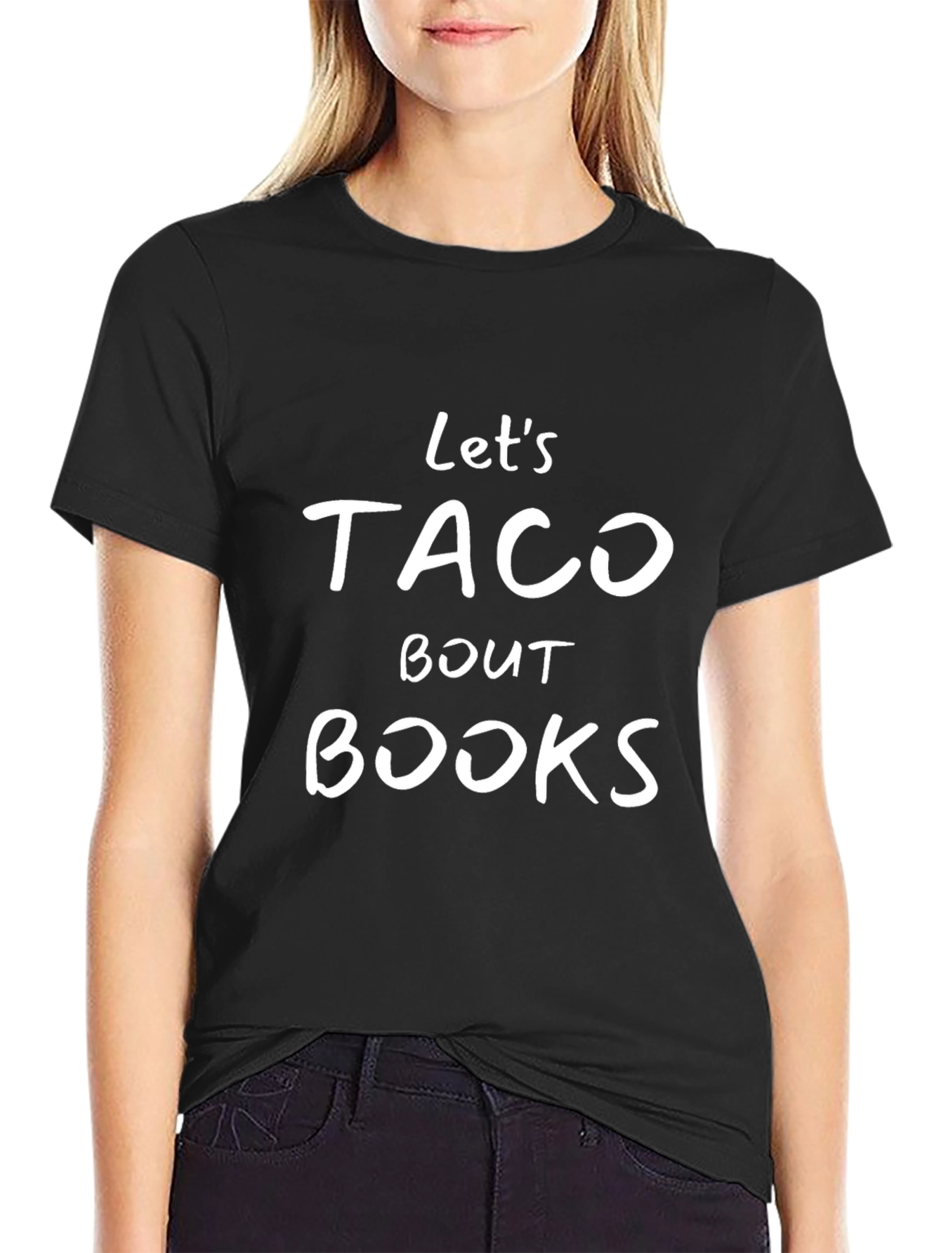 Black Let's Taco Bout Books Graphic T-Shirt view 2