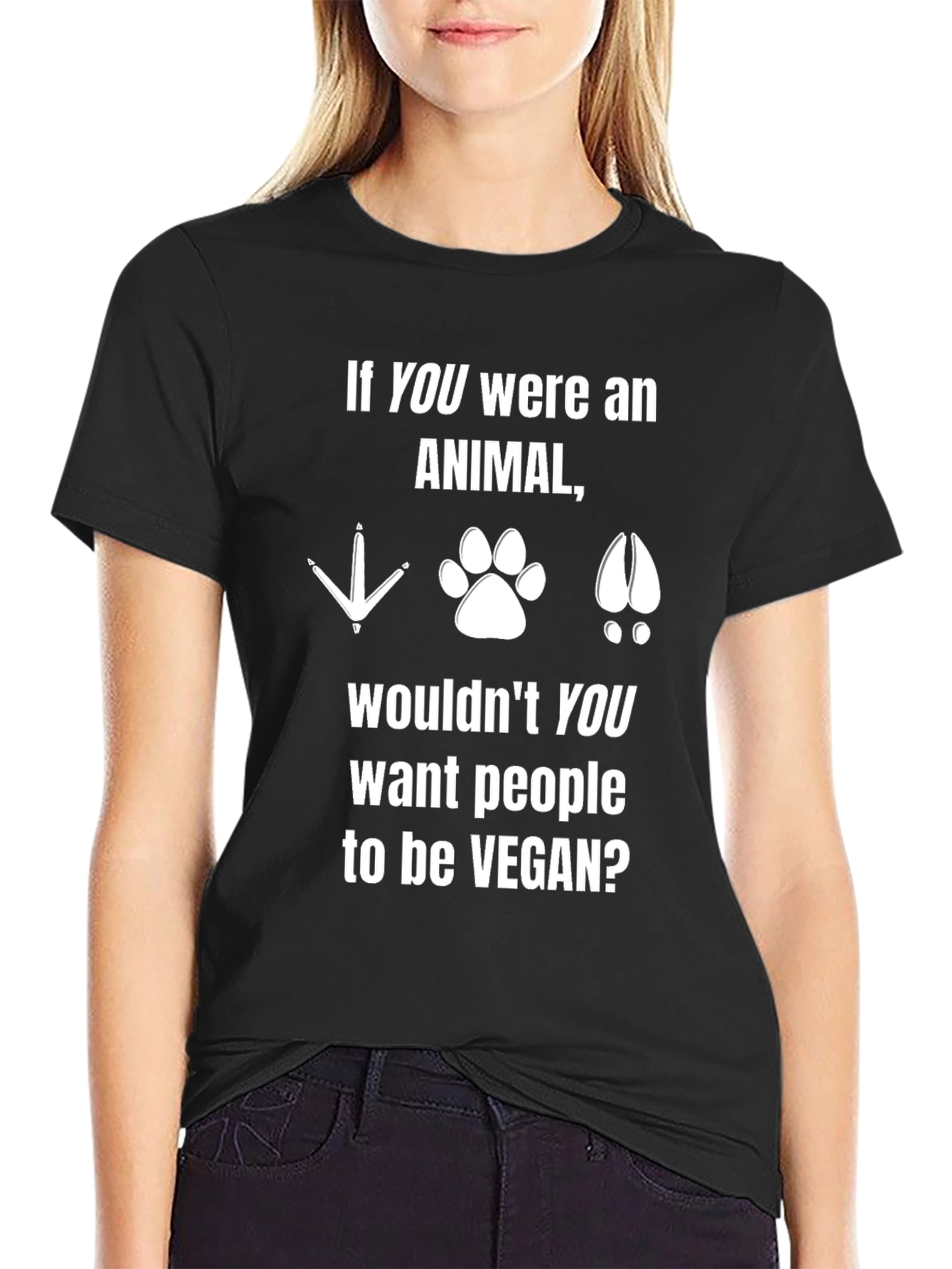Black Vegan Animal T-Shirt: If YOU Were an Animal view 2
