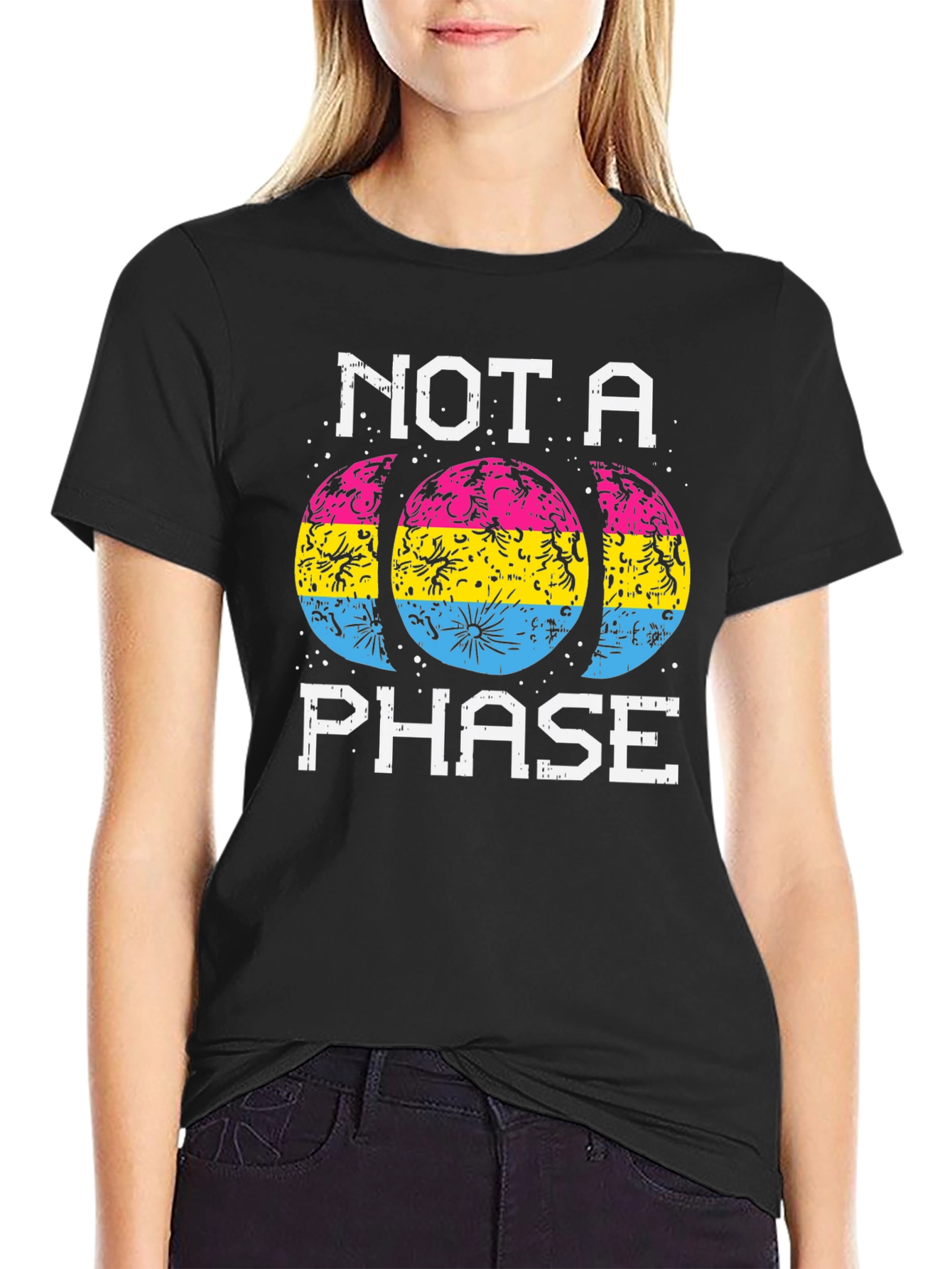 Black Not a Phase Pansexual Pride T-Shirt view 2