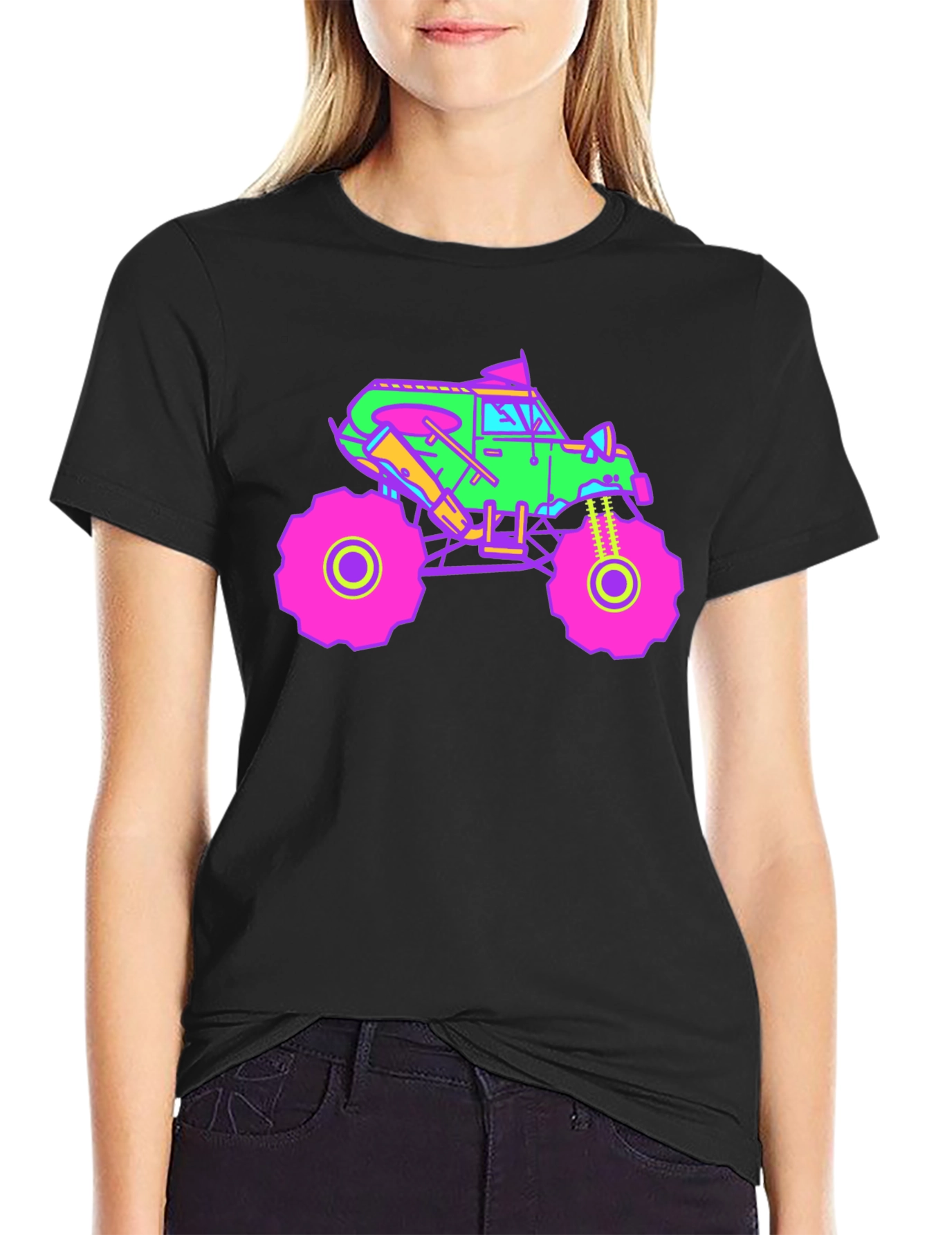 Black Vibrant Monster Truck Graphic T-Shirt view 2